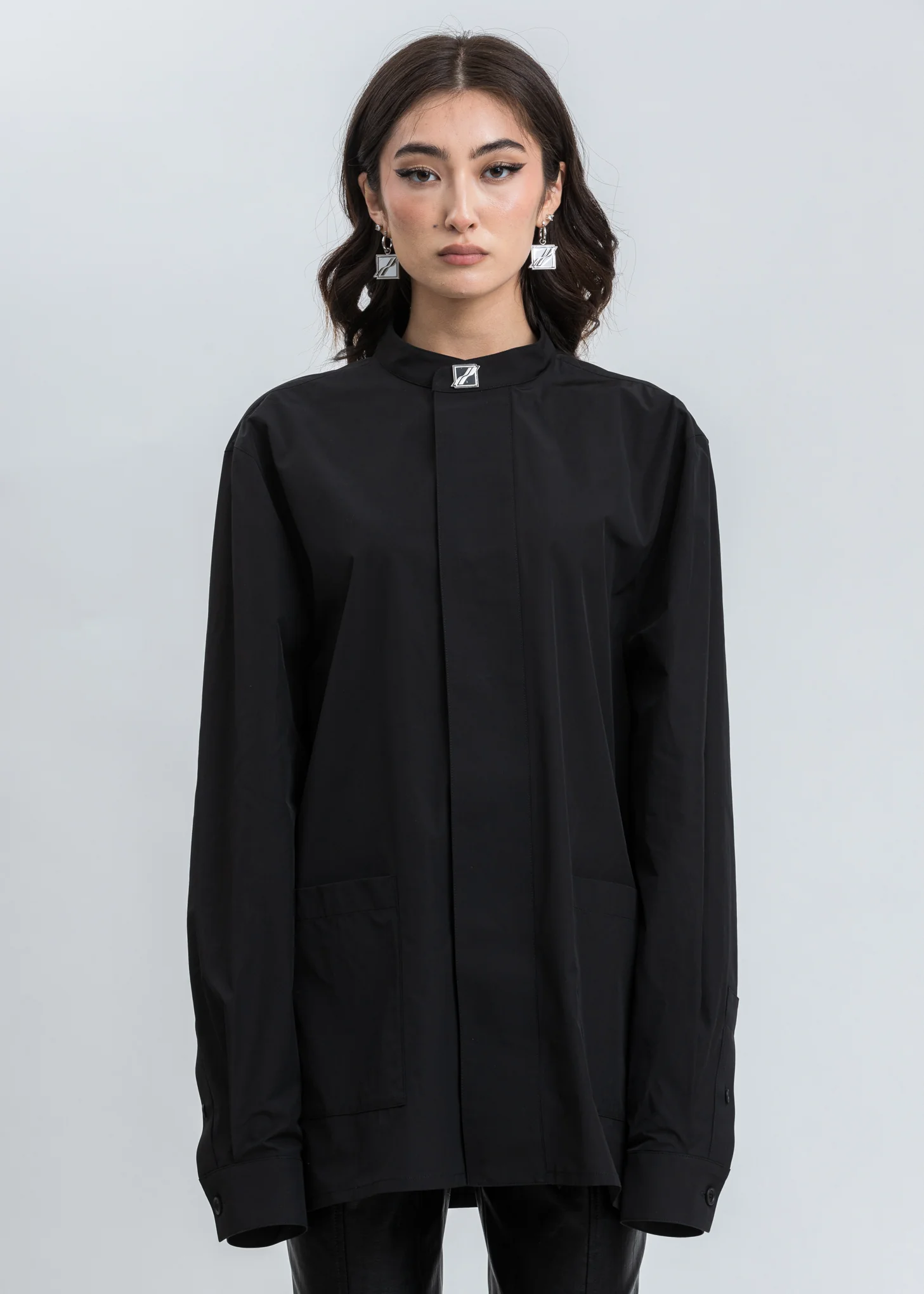 Black Logo Print Over Shirt