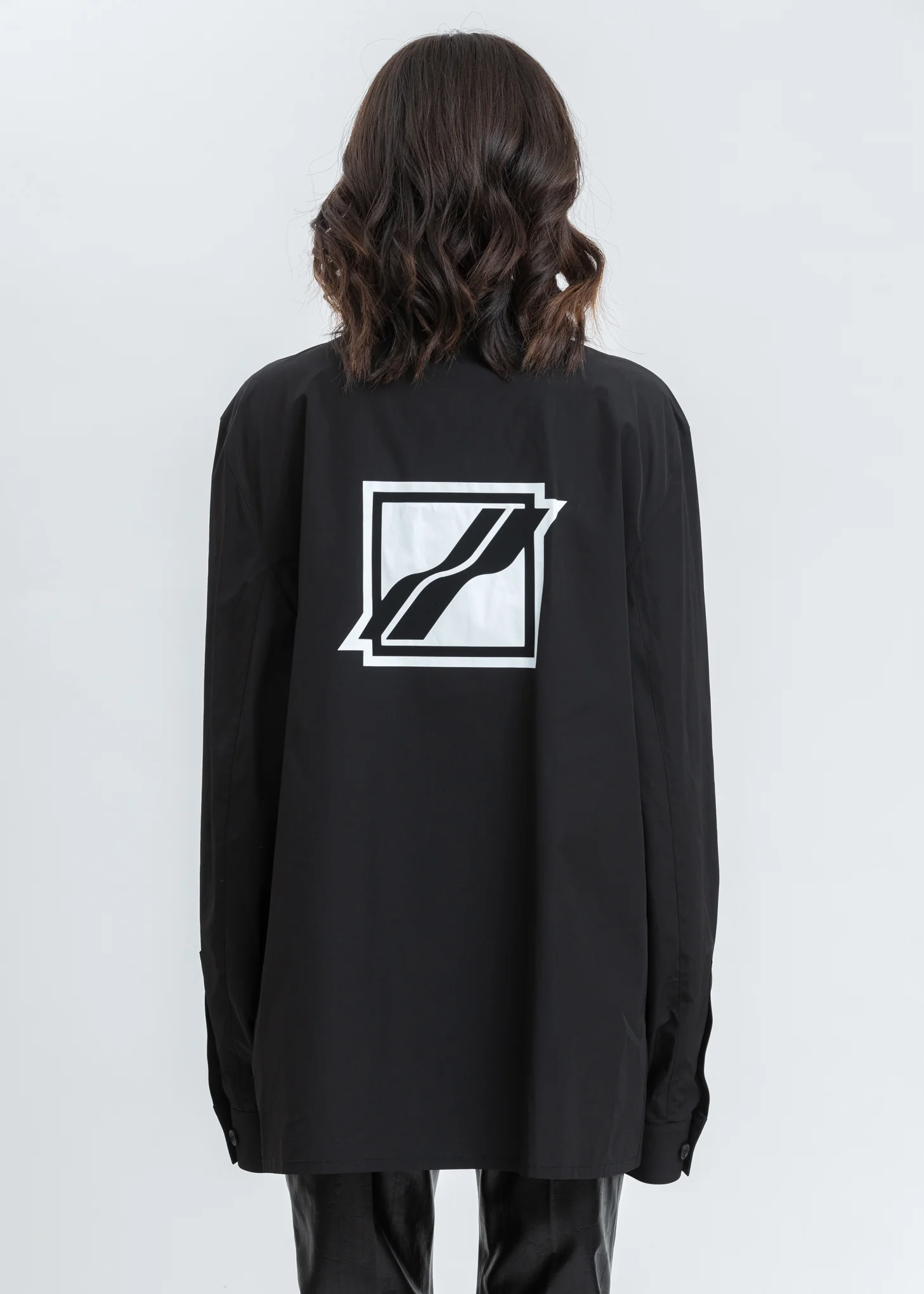 Black Logo Print Over Shirt - Image 2