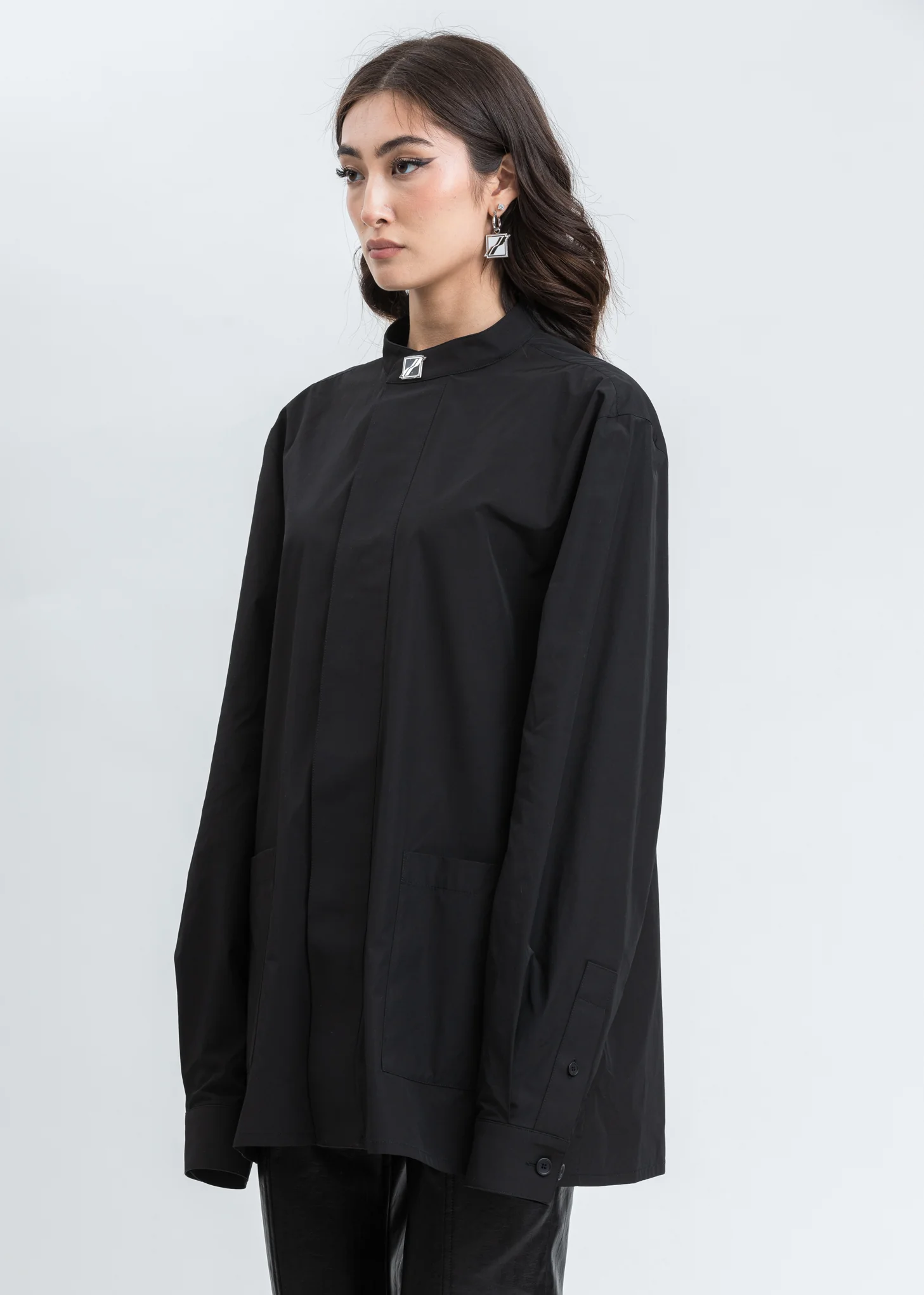 Black Logo Print Over Shirt - Image 3
