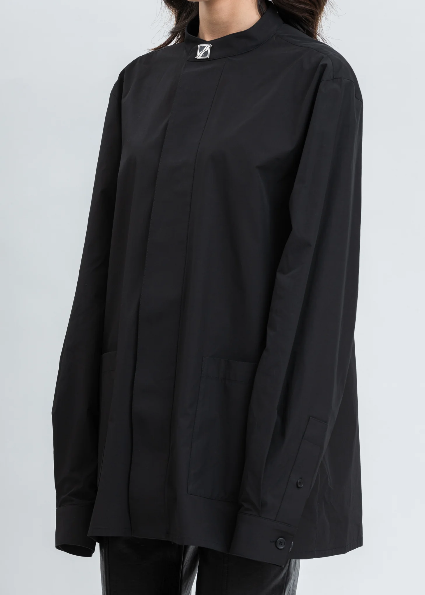 Black Logo Print Over Shirt - Image 4