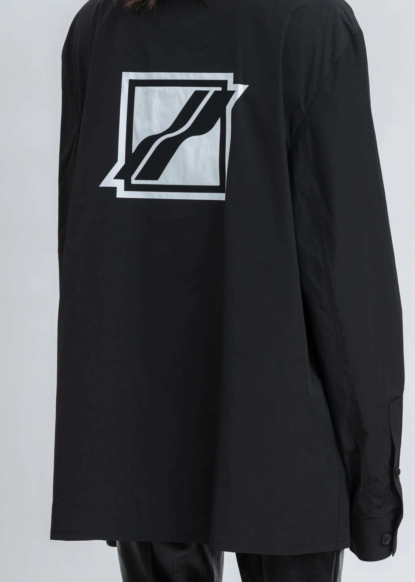 Black Logo Print Over Shirt - Image 5