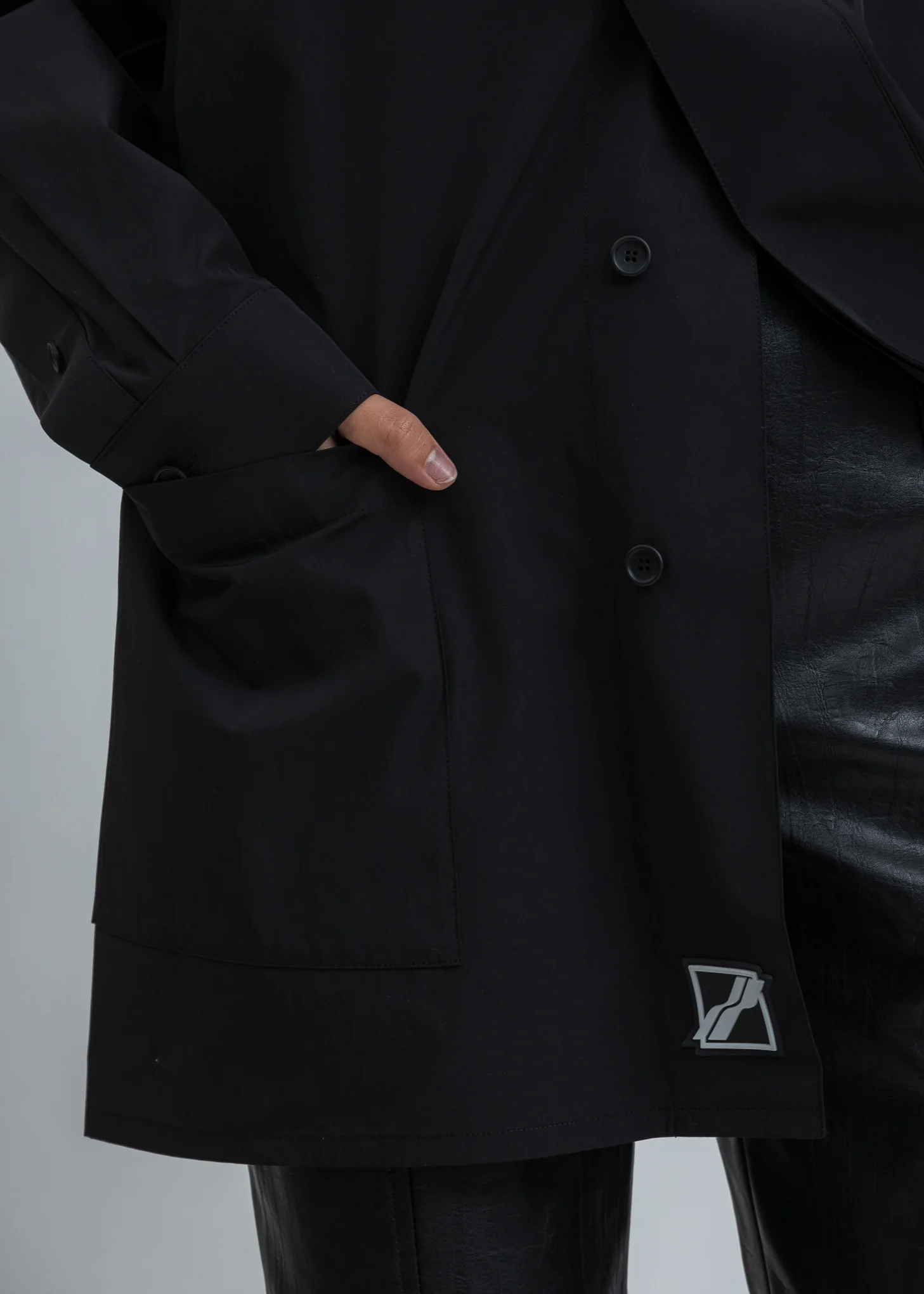 Black Logo Print Over Shirt - Image 6