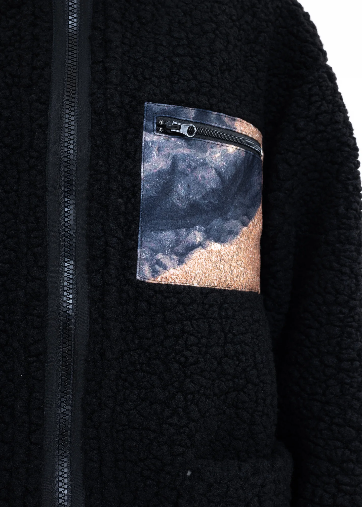 Black Logo Printed Reversible Fleece Jacket - Image 3