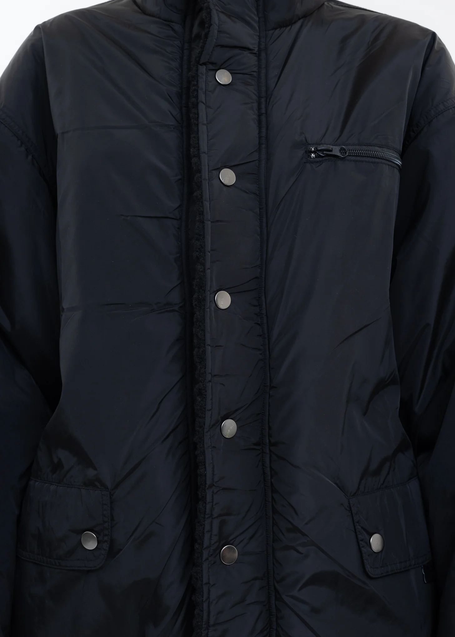 Black Logo Printed Reversible Fleece Jacket - Image 9