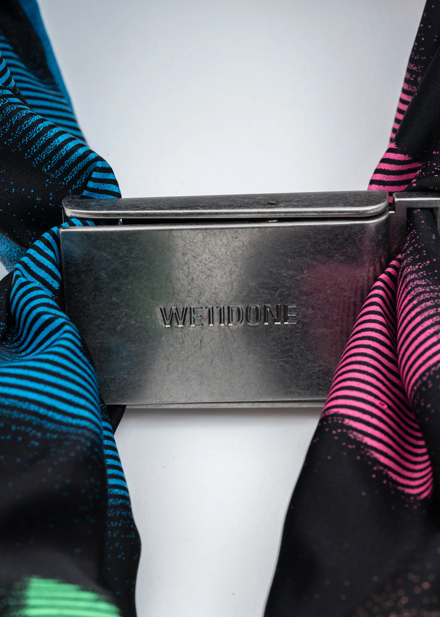 Black Logo Printed Satin Sliver Buckle Choker - Image 3