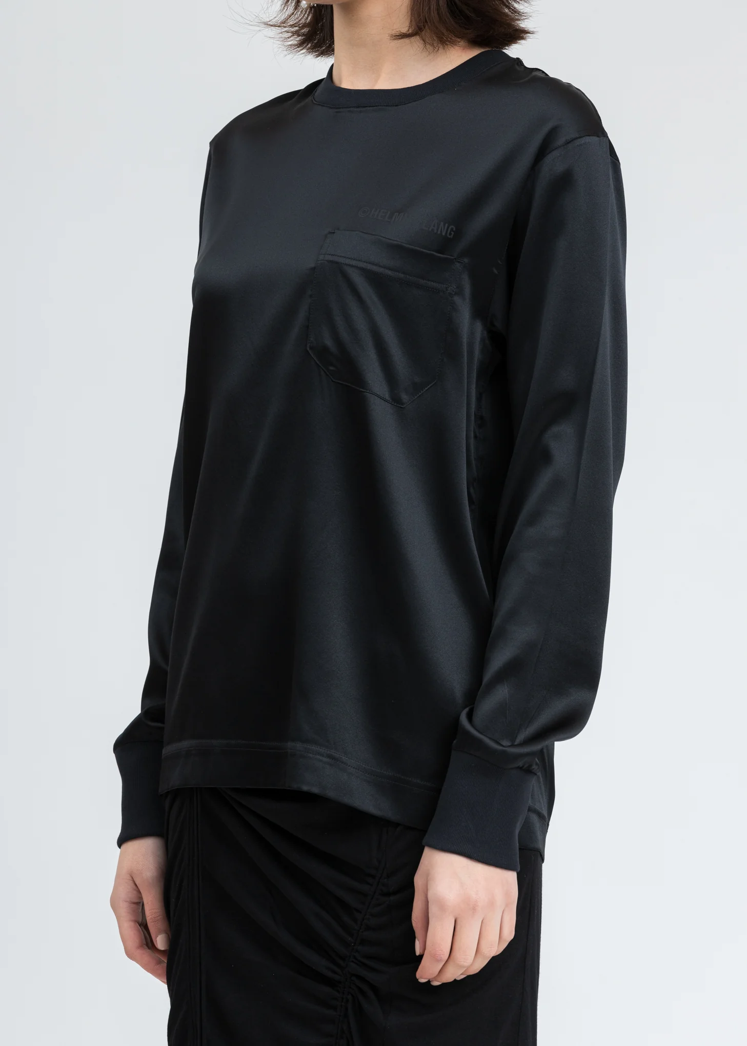 Black Logo Silk Long Sleeve - Image 2