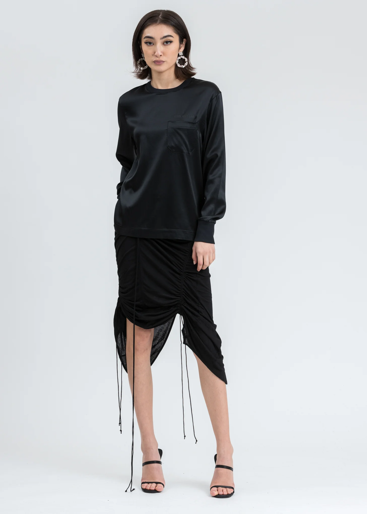 Black Logo Silk Long Sleeve - Image 5