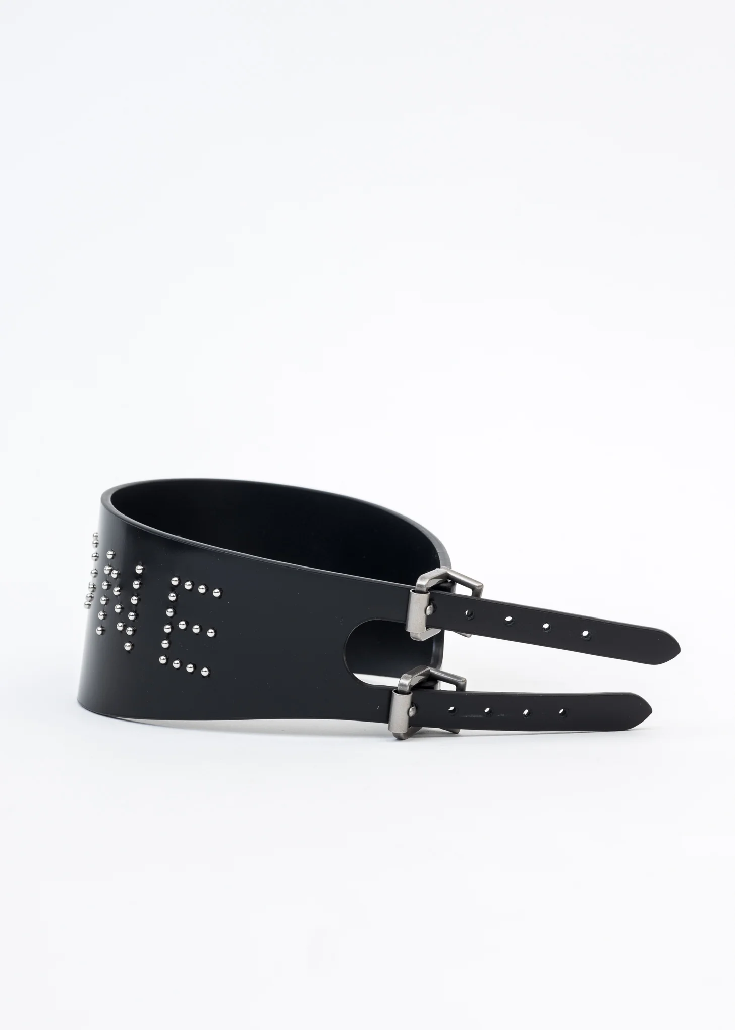 BLACK LOGO STUD WIDE DOUBLE BUCKLE CHOKER - Image 4