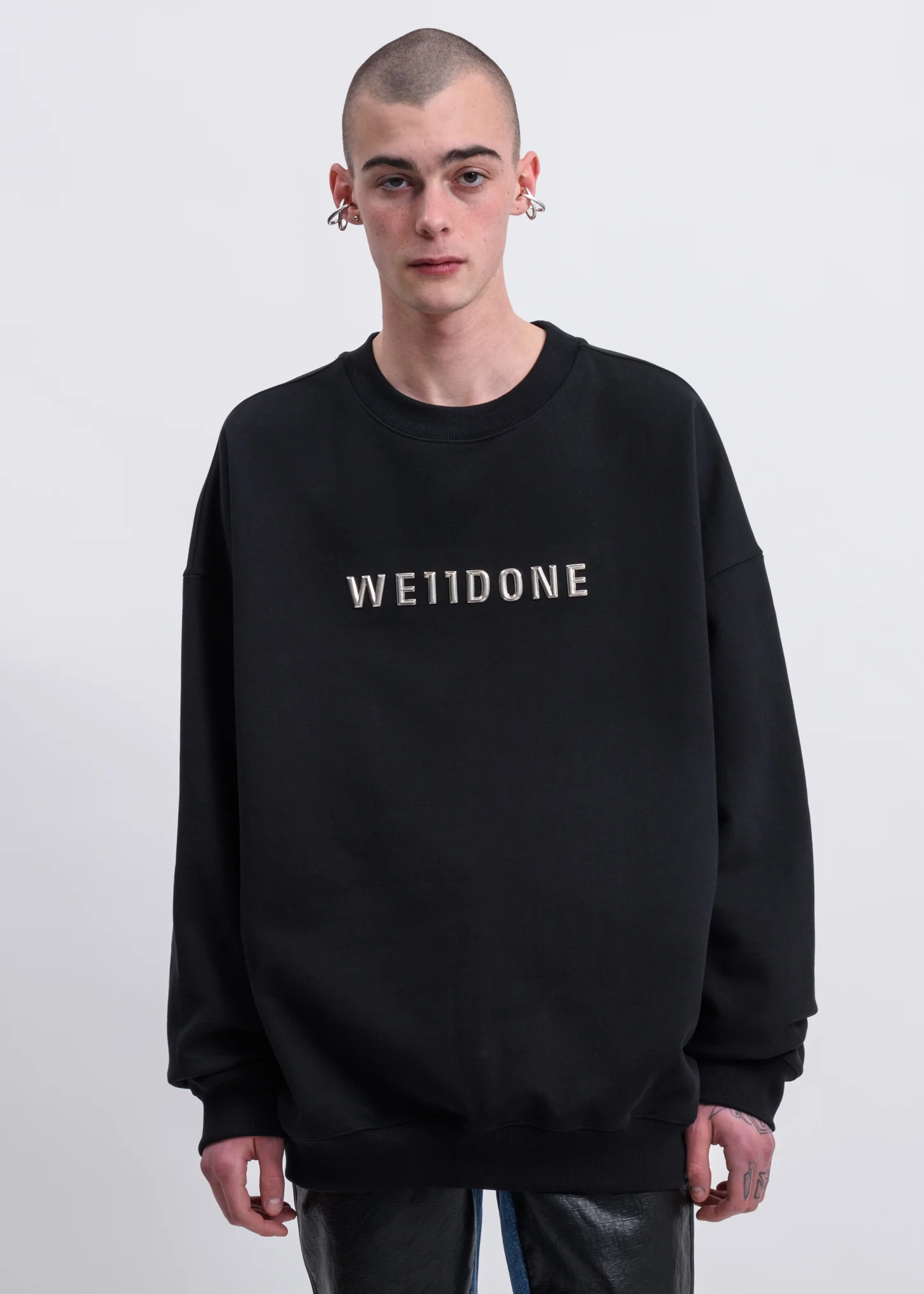 Black Logo Studded Sweater