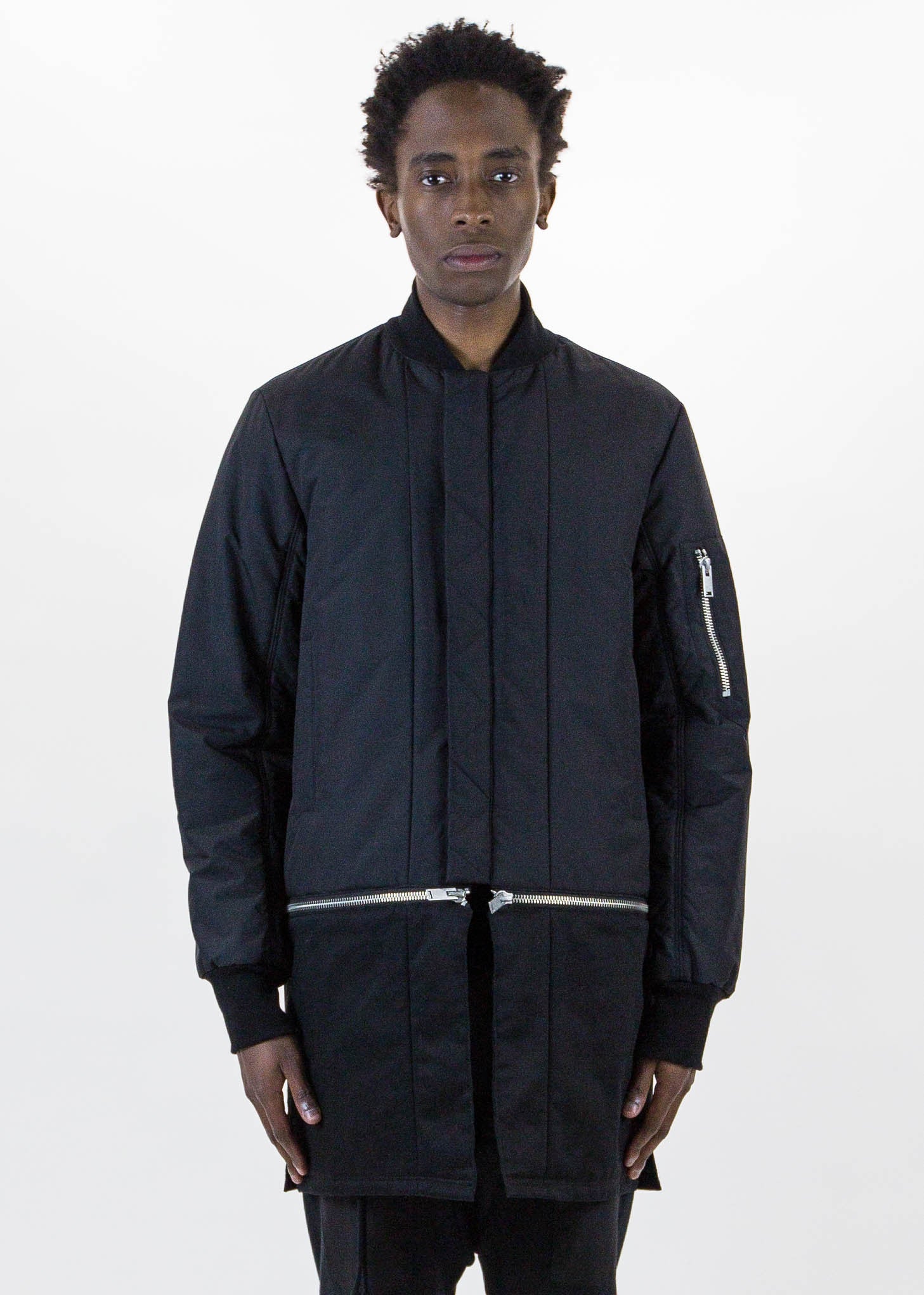 Black Long Detachable Bomber