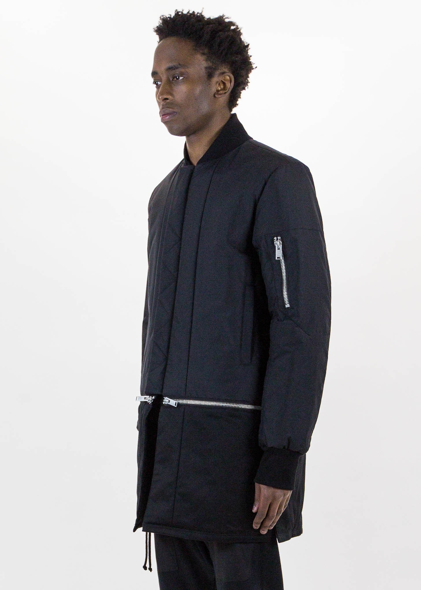 Black Long Detachable Bomber - Image 3