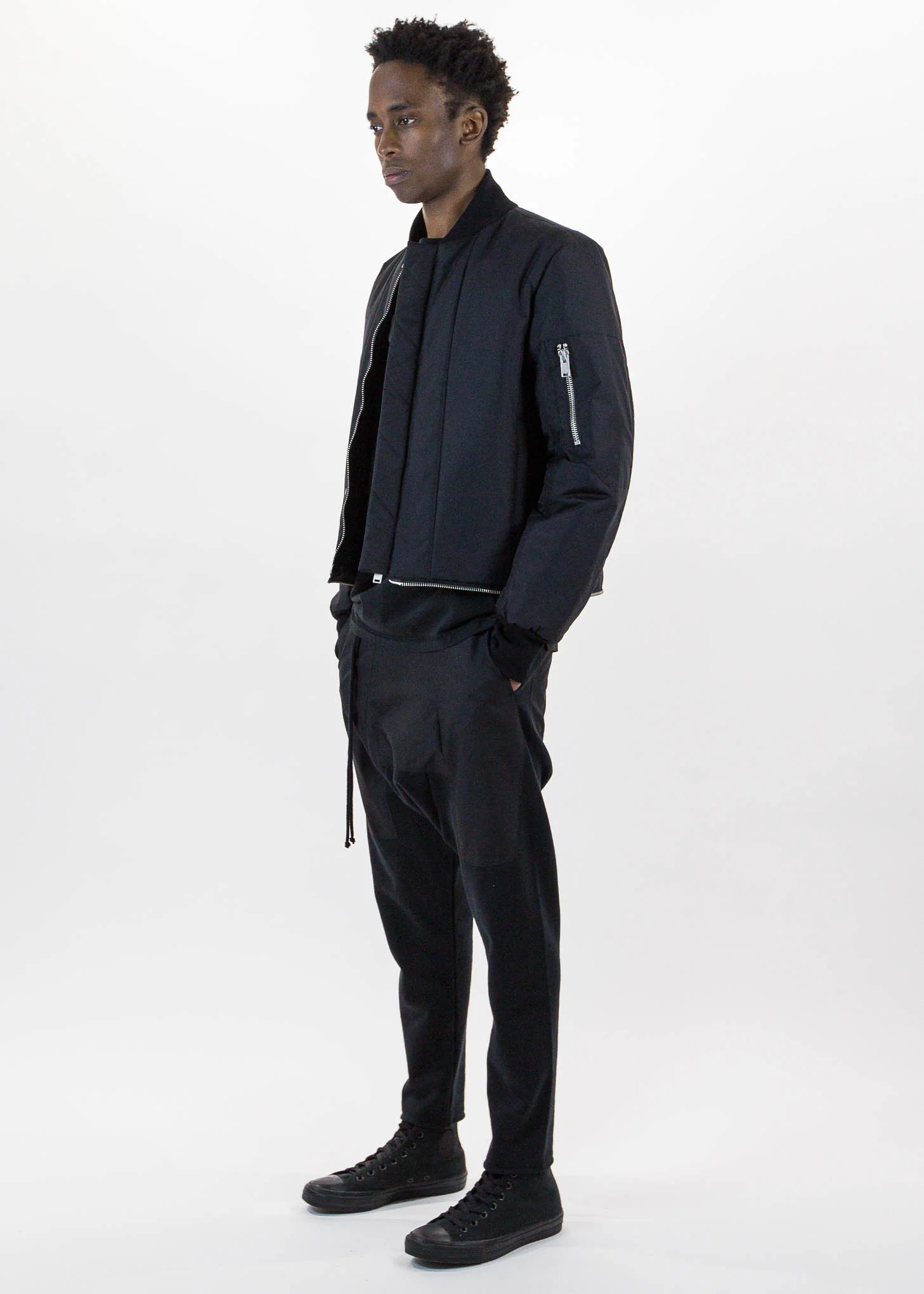 Black Long Detachable Bomber - Image 6