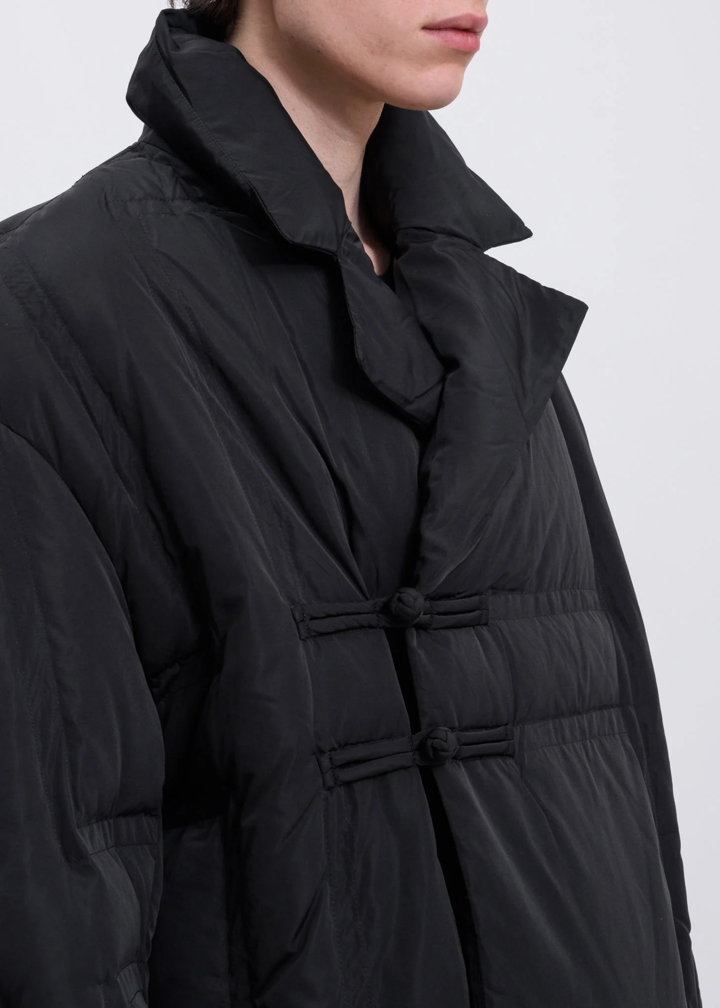 Black Wrap Down Long Tang Coat - Image 2