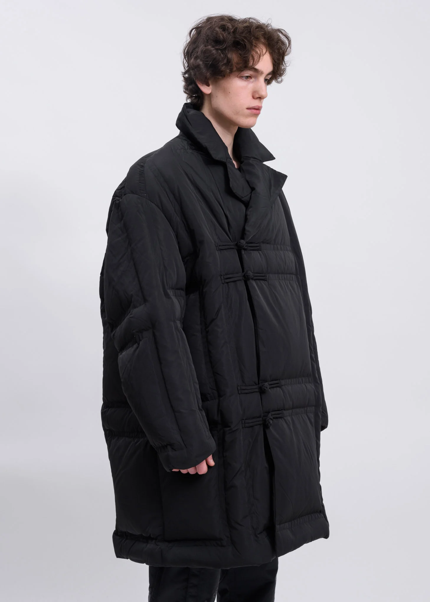 Black Wrap Down Long Tang Coat - Image 6