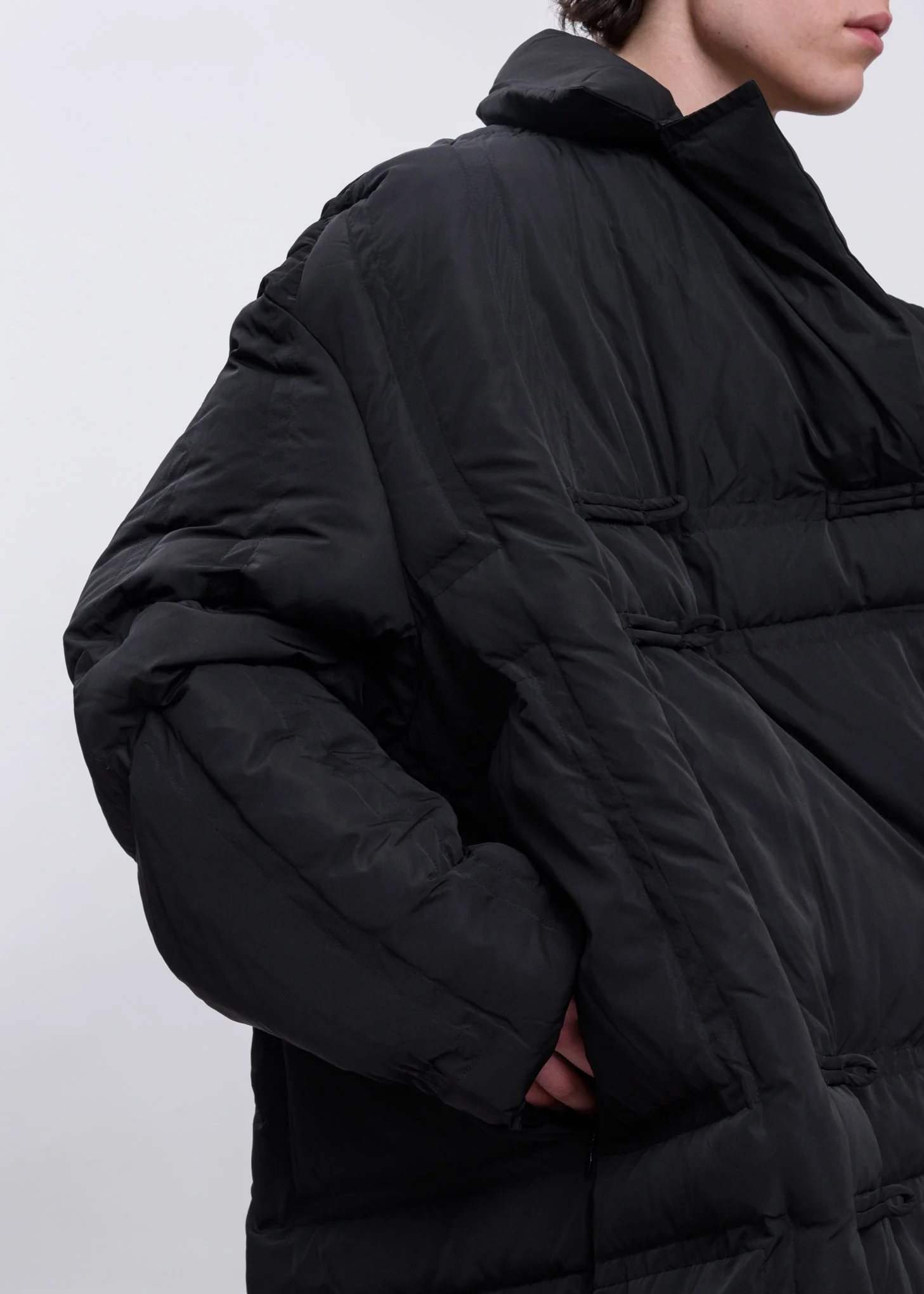 Black Wrap Down Long Tang Coat - Image 7