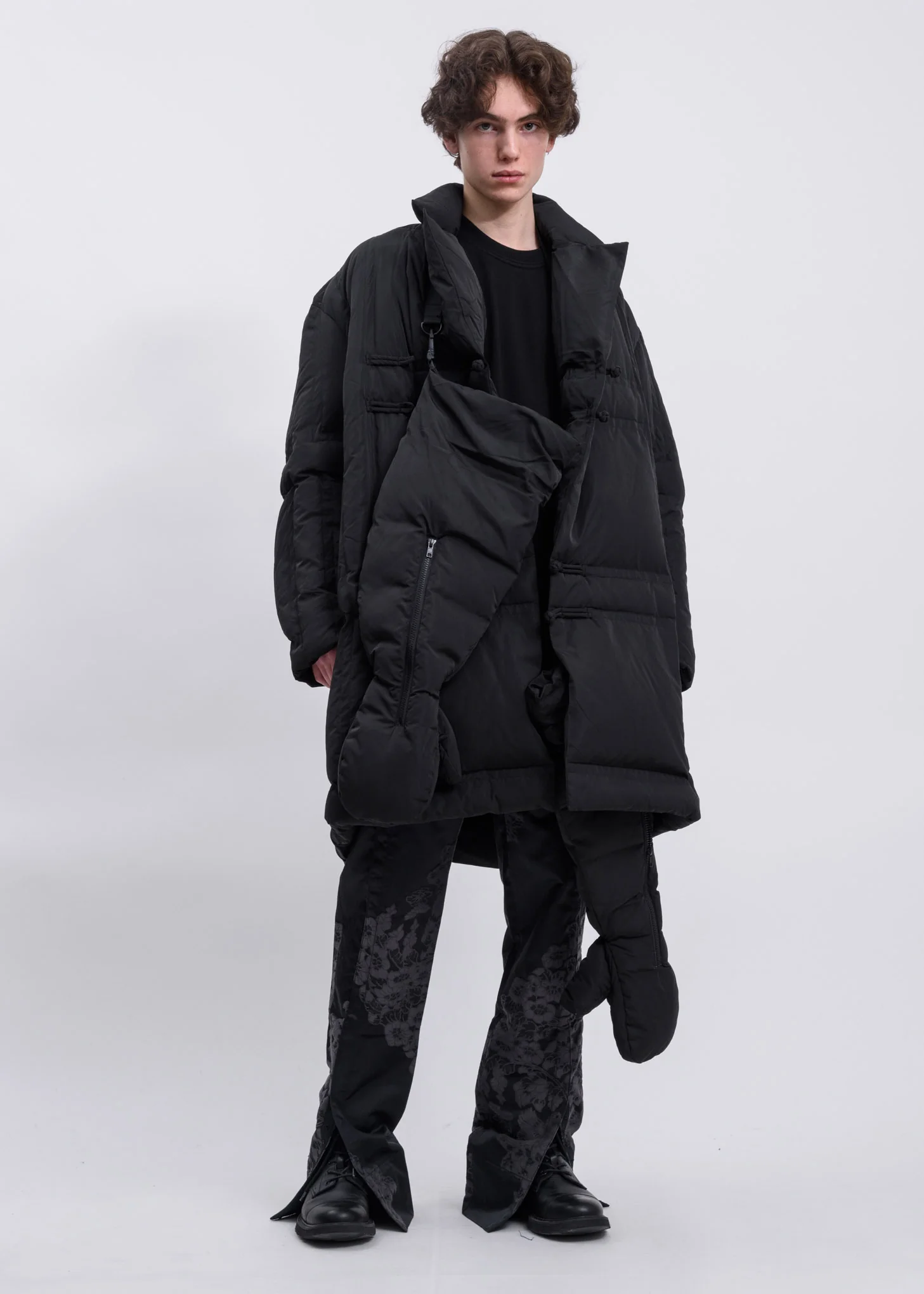 Black Wrap Down Long Tang Coat - Image 8