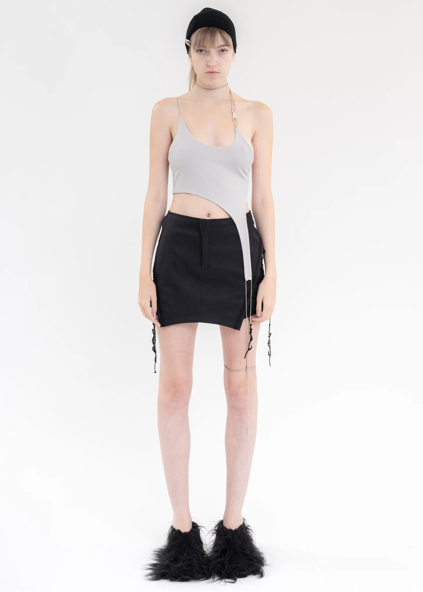 Black LONG FUR SANDAL - Image 3