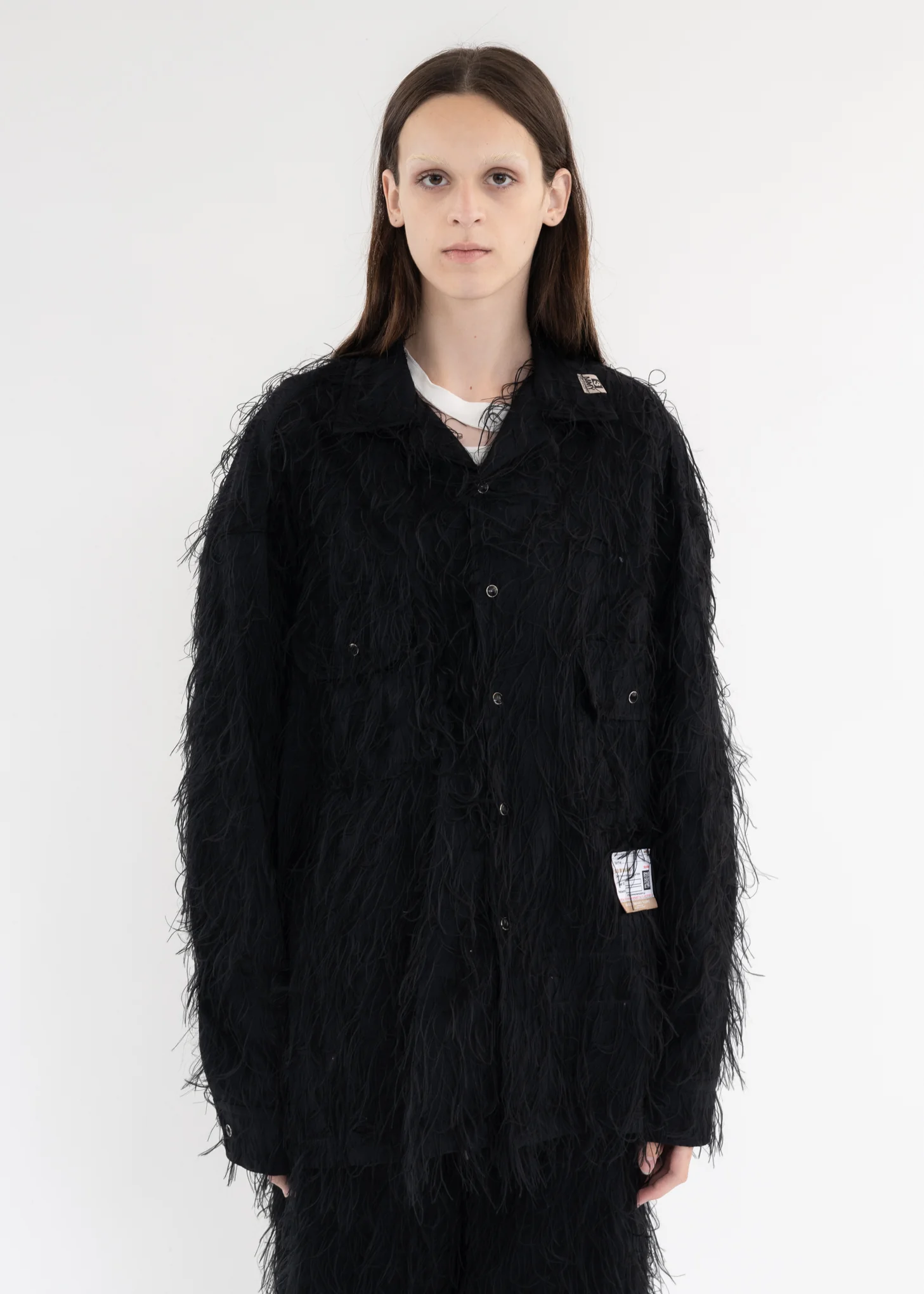 Black Long Shaggy Shirt Jacket