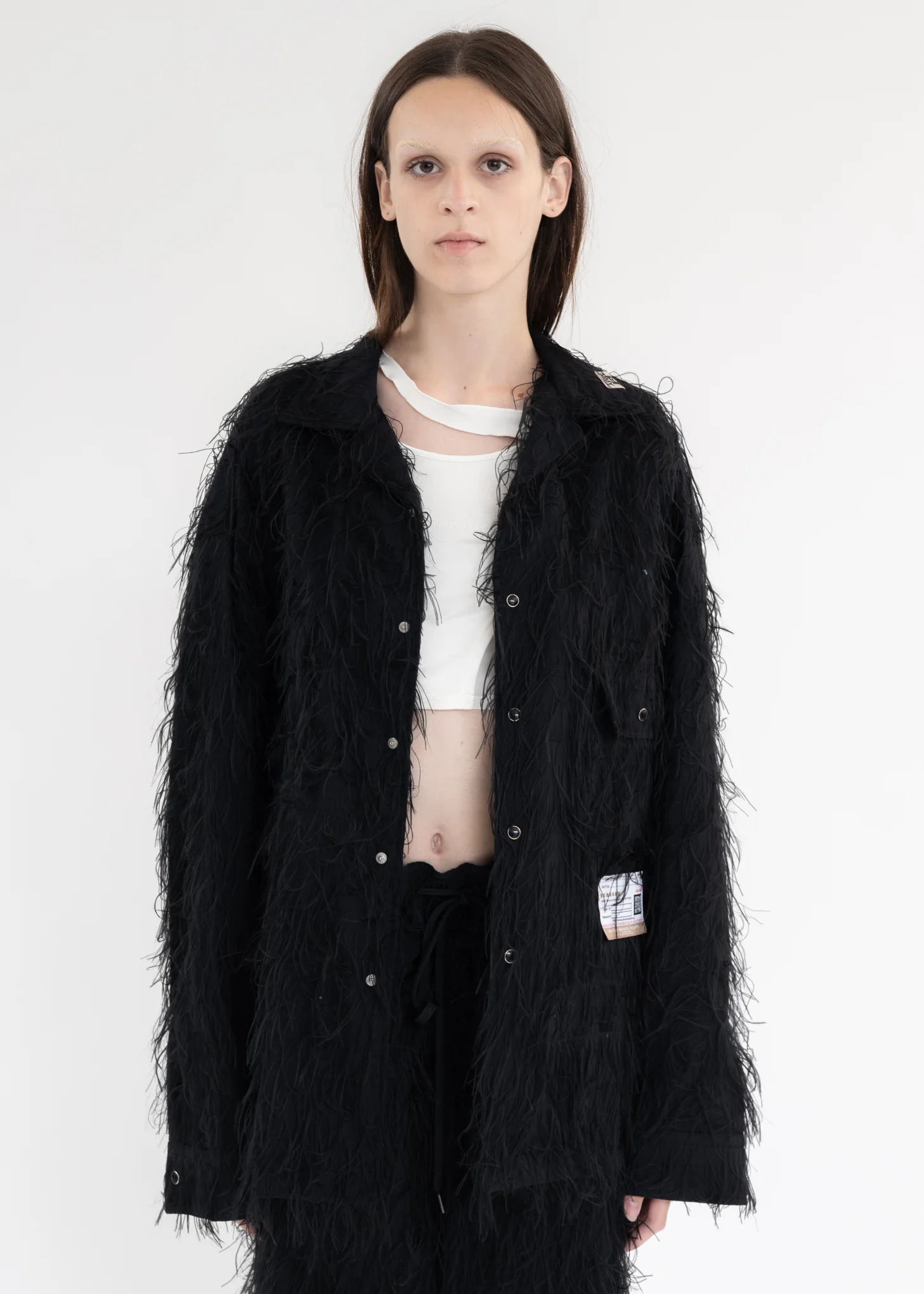 Black Long Shaggy Shirt Jacket - Image 5