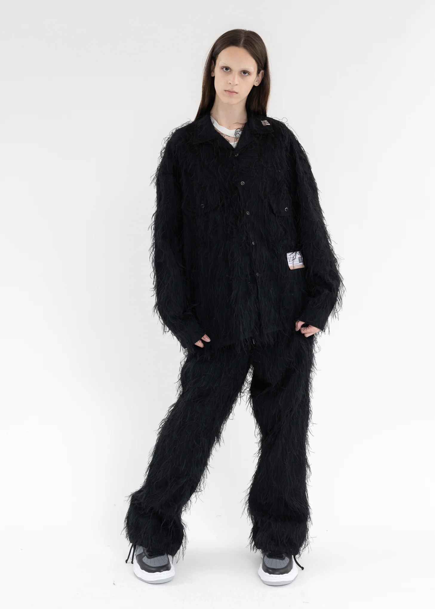 Black Long Shaggy Shirt Jacket - Image 6