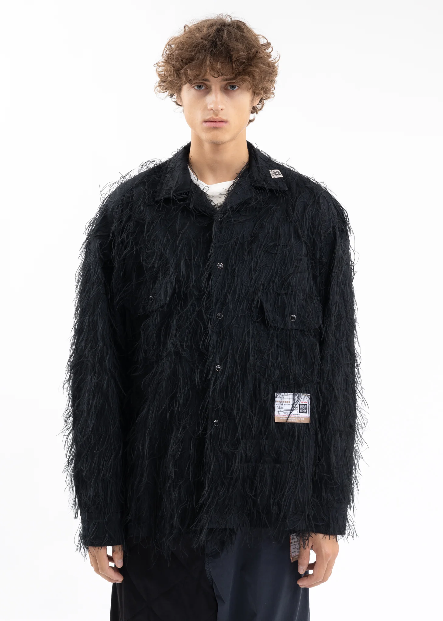 Black Long Shaggy Shirt Jacket