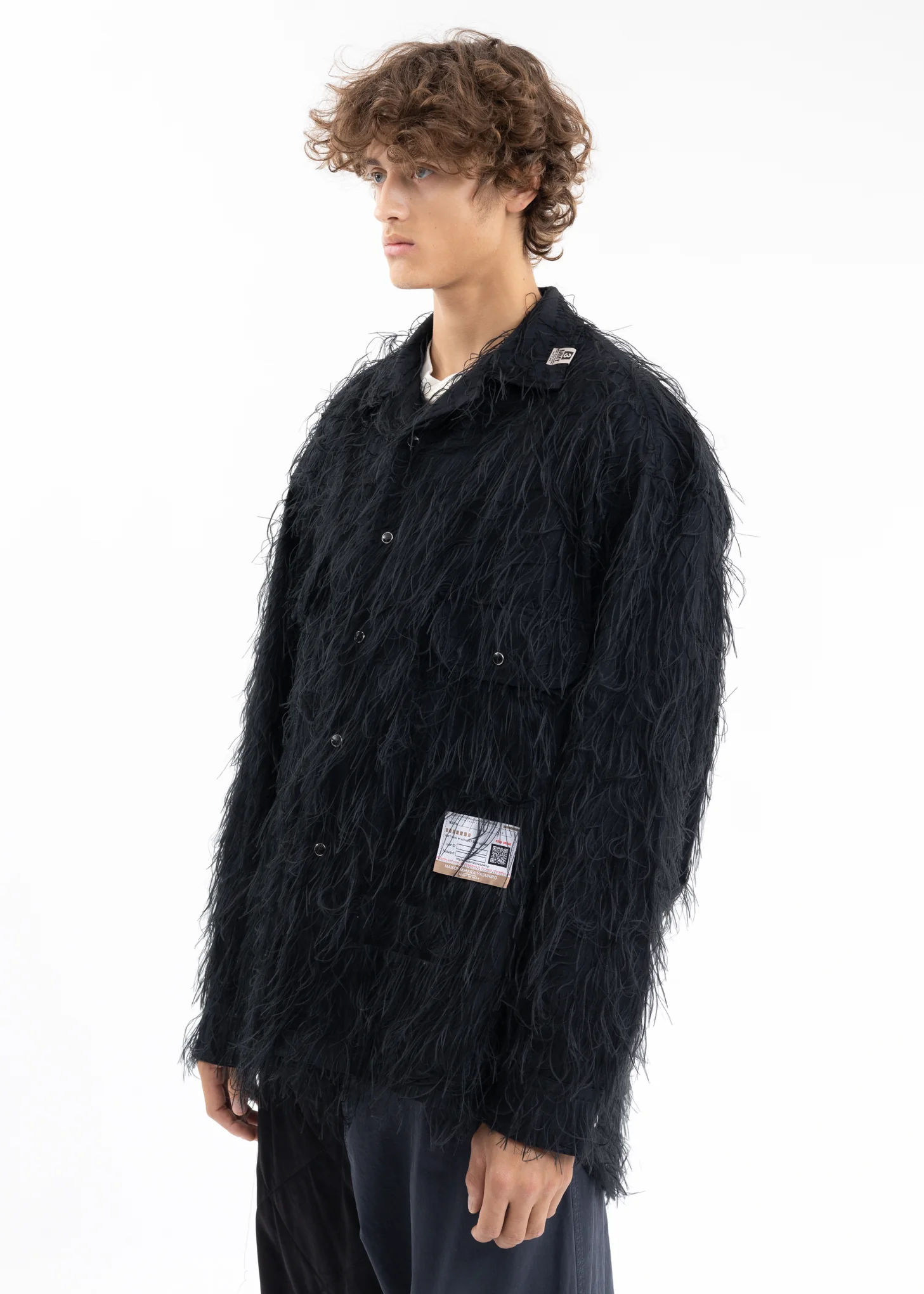 Black Long Shaggy Shirt Jacket - Image 2