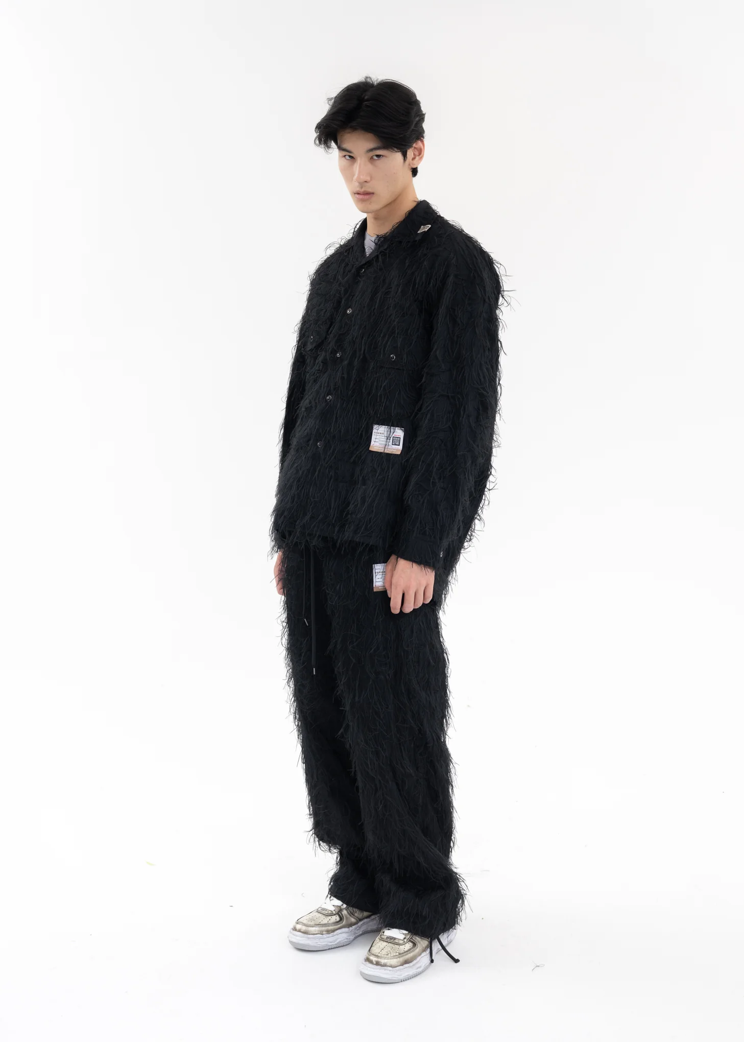 Black Long Shaggy Shirt Jacket - Image 6