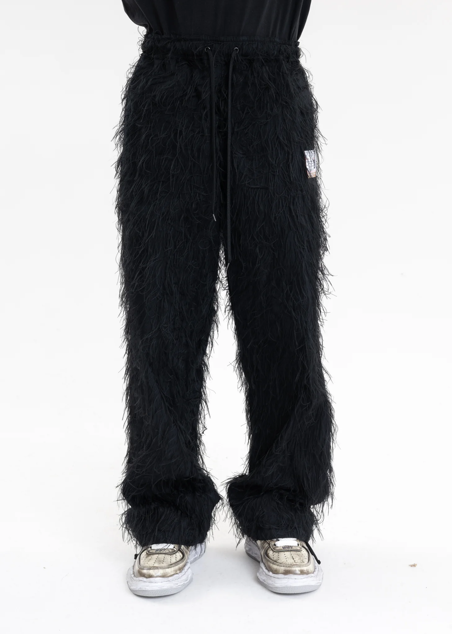 Black Long Shaggy Trousers - Image 4