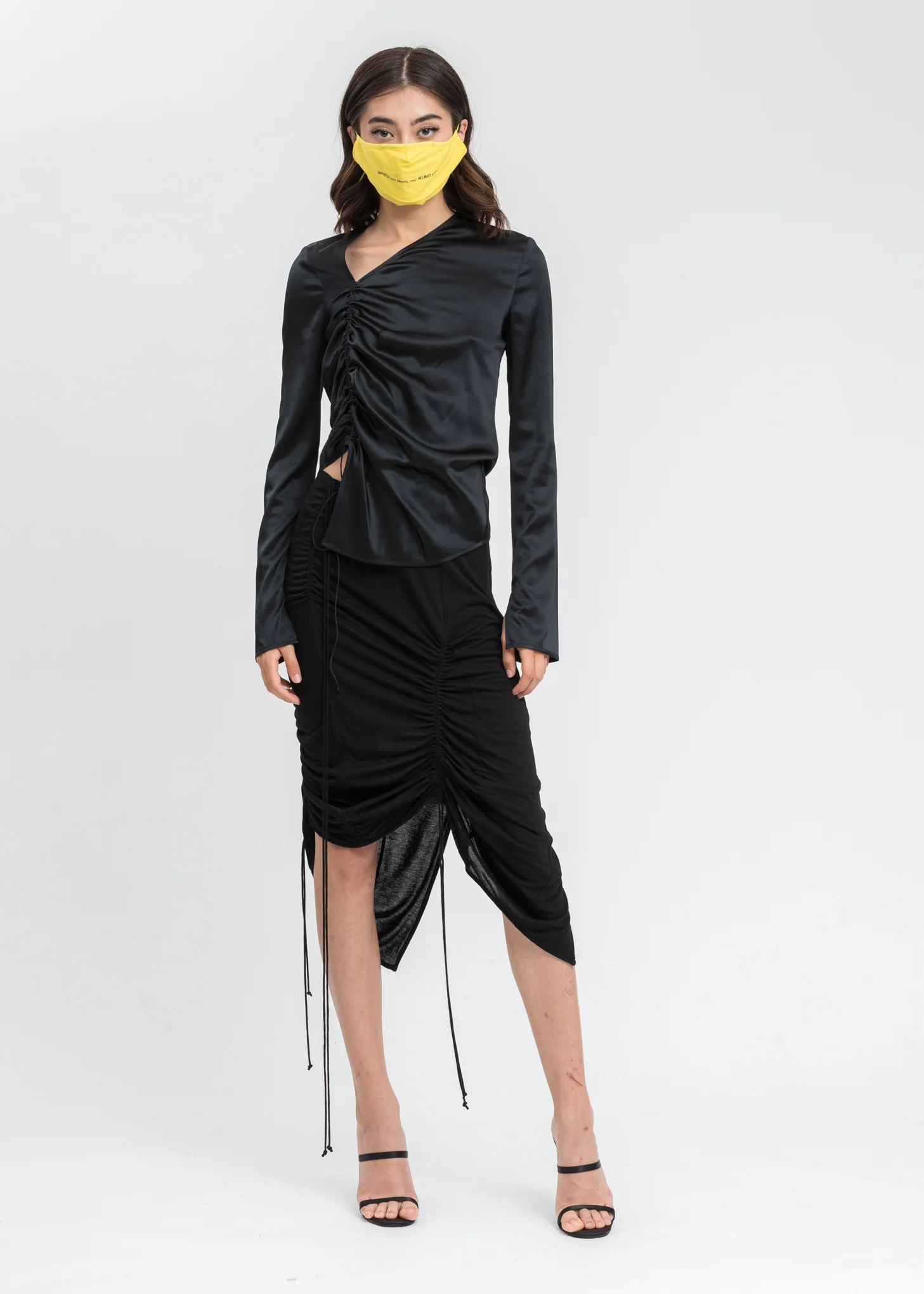 Black Long Sleeve Ruched Top - Image 6