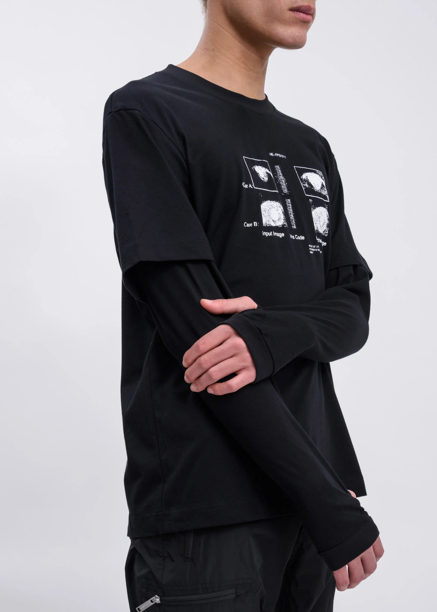 Black Long Sleeve T-Shirt W. Print - Image 4