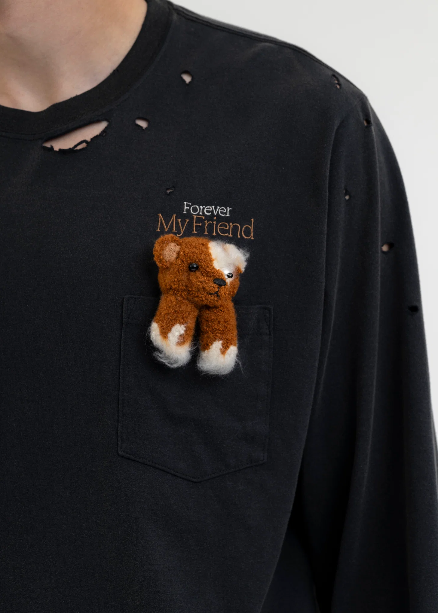 BLACK LONG SLEEVE T-SHIRT WITH MY FRIEND - Image 2