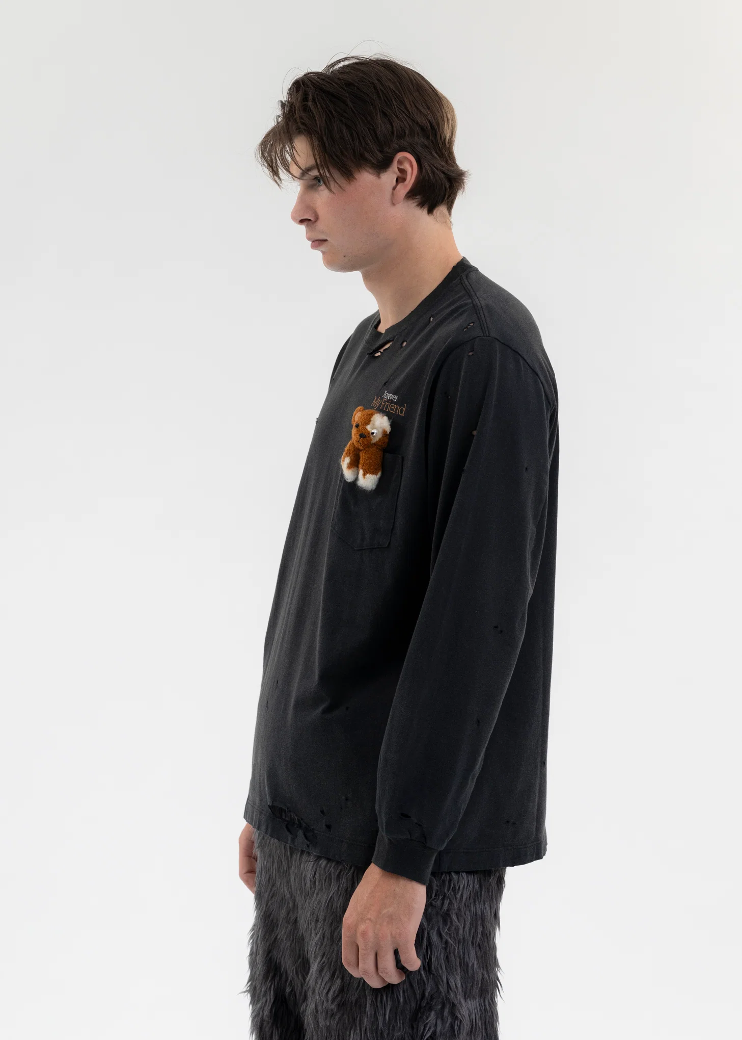 BLACK LONG SLEEVE T-SHIRT WITH MY FRIEND - Image 3