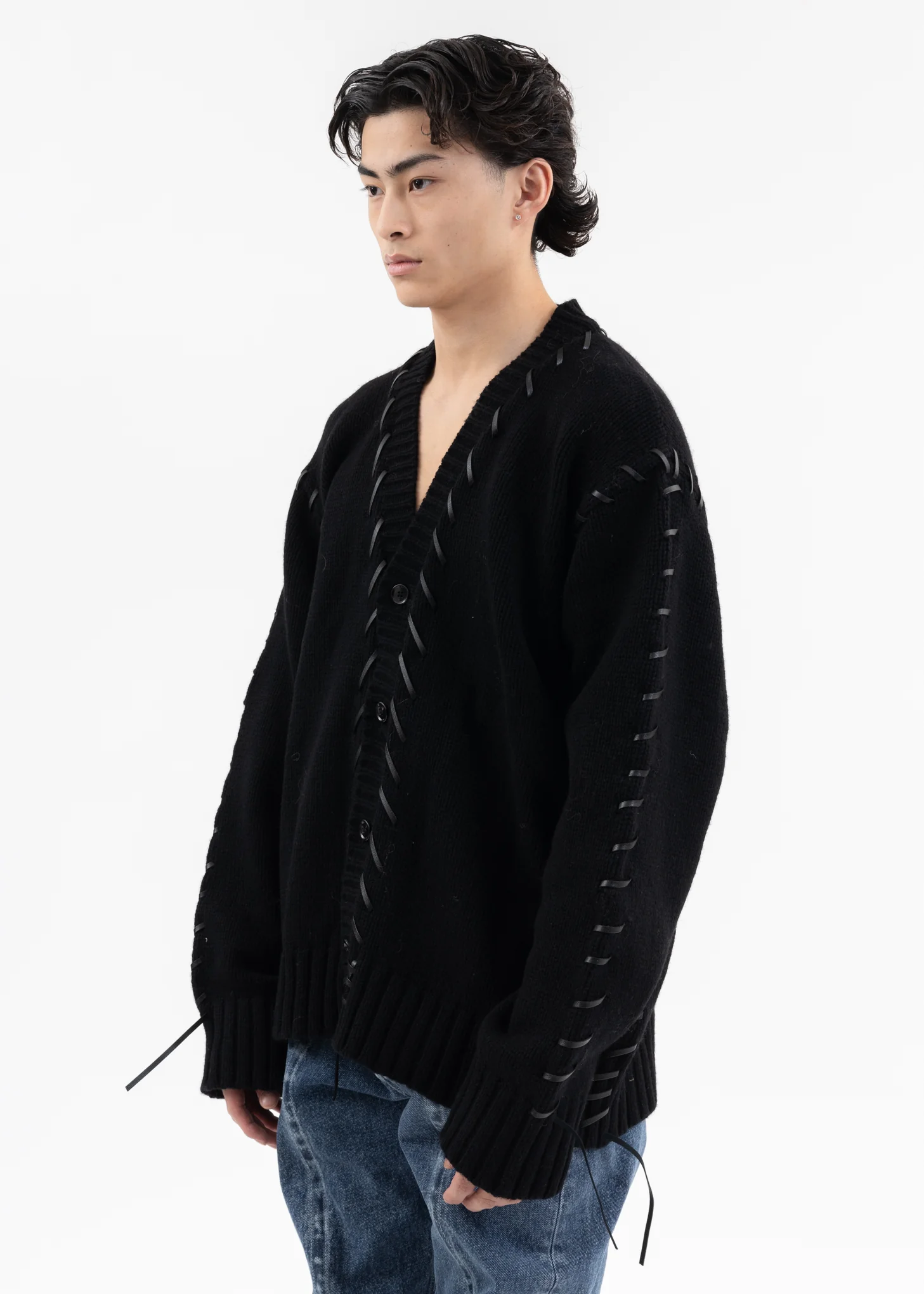 Black LOOPING KNIT CARDIGAN - Image 3