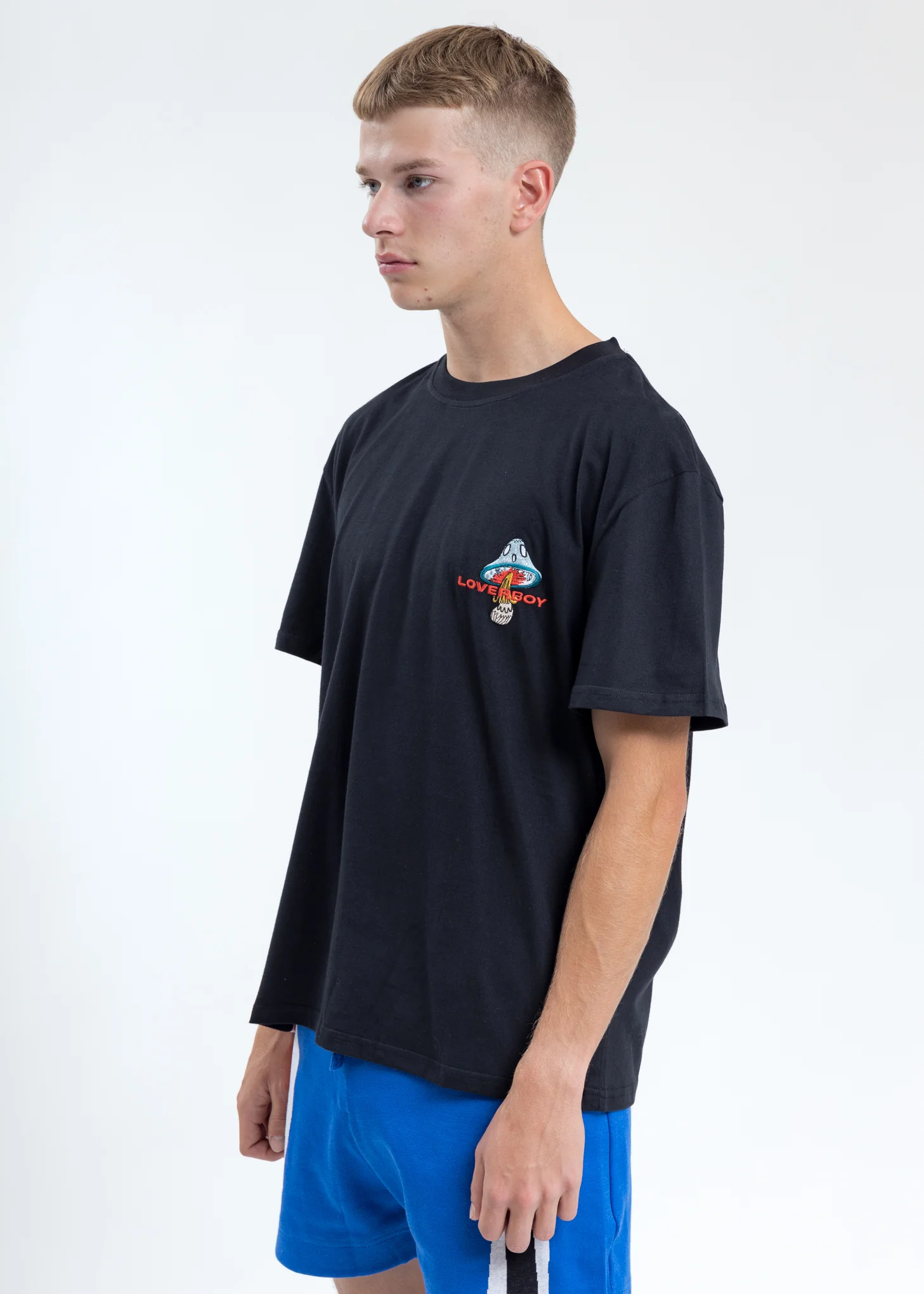 Black Loverboy Art Gallery with Embroidery T-Shirt - Image 3