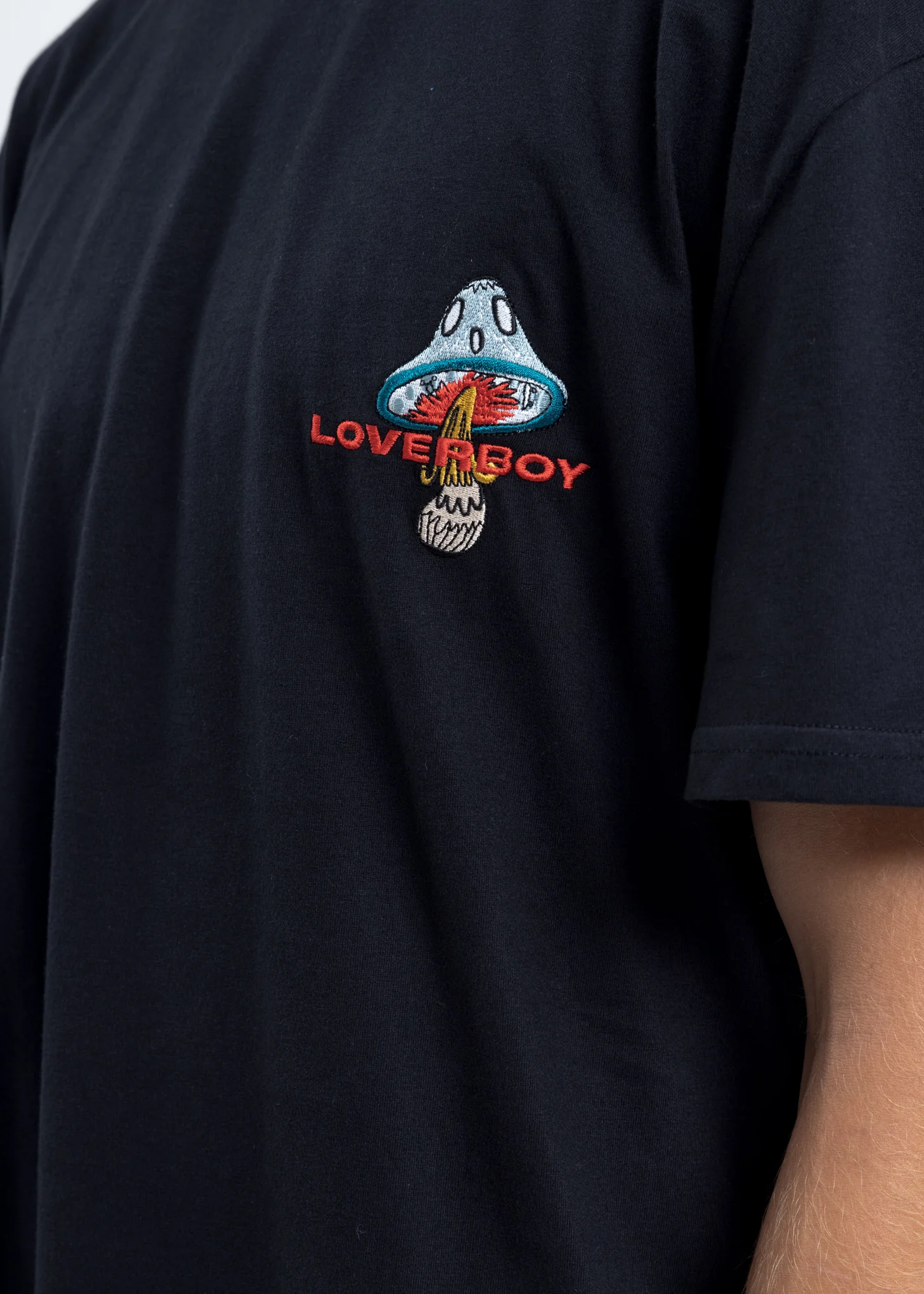 Black Loverboy Art Gallery with Embroidery T-Shirt - Image 4