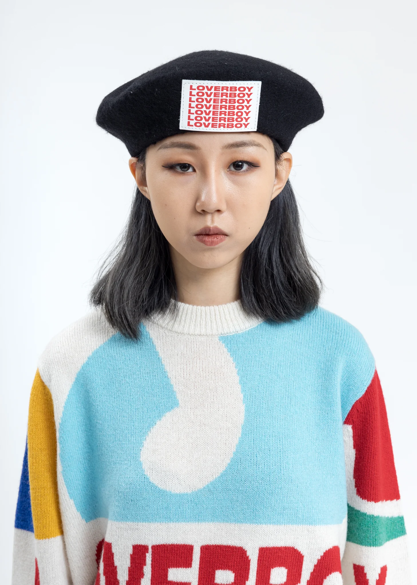 Black Loverboy Patch Beret