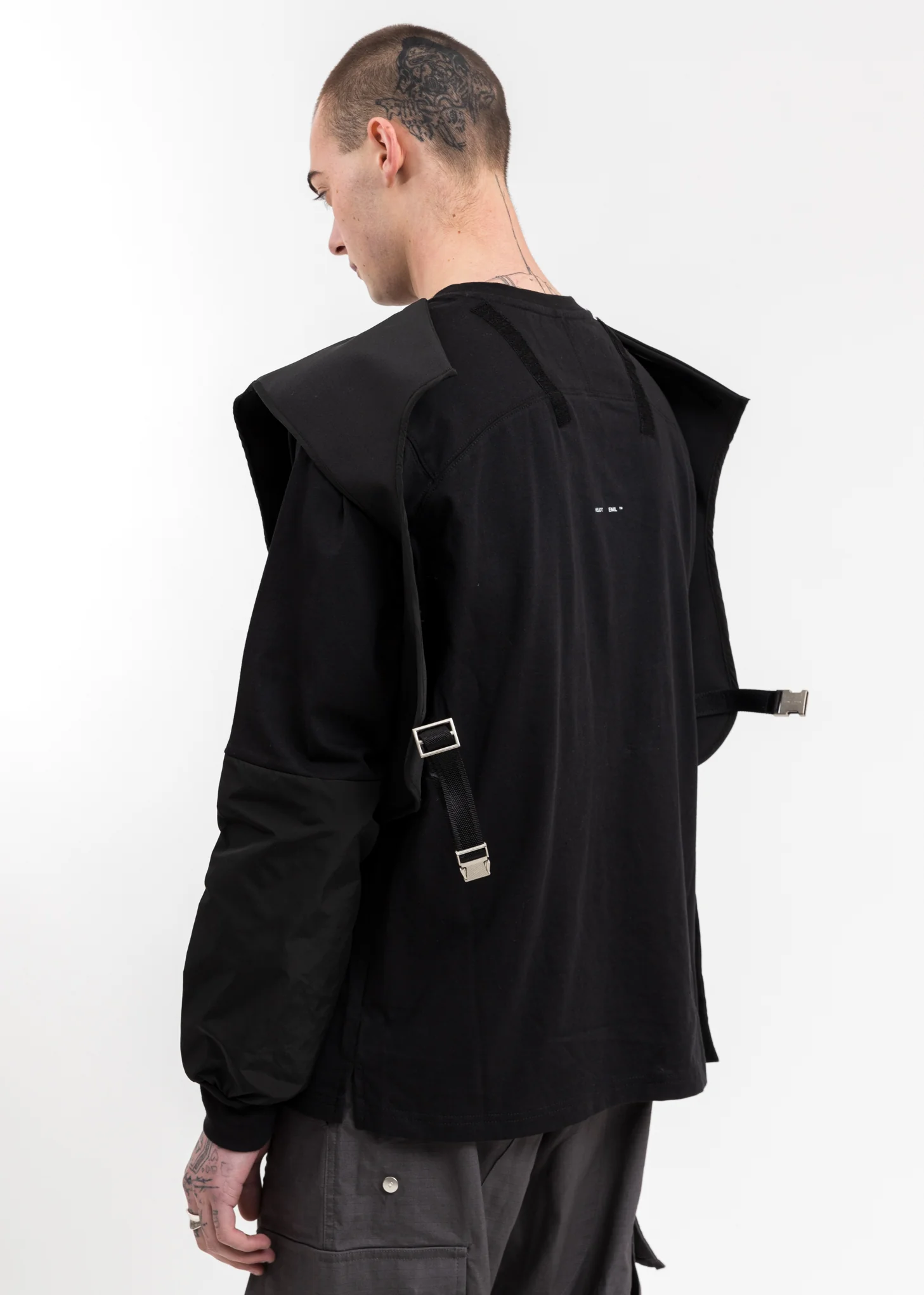 Black LS Shirt w Layered Vest - Image 2