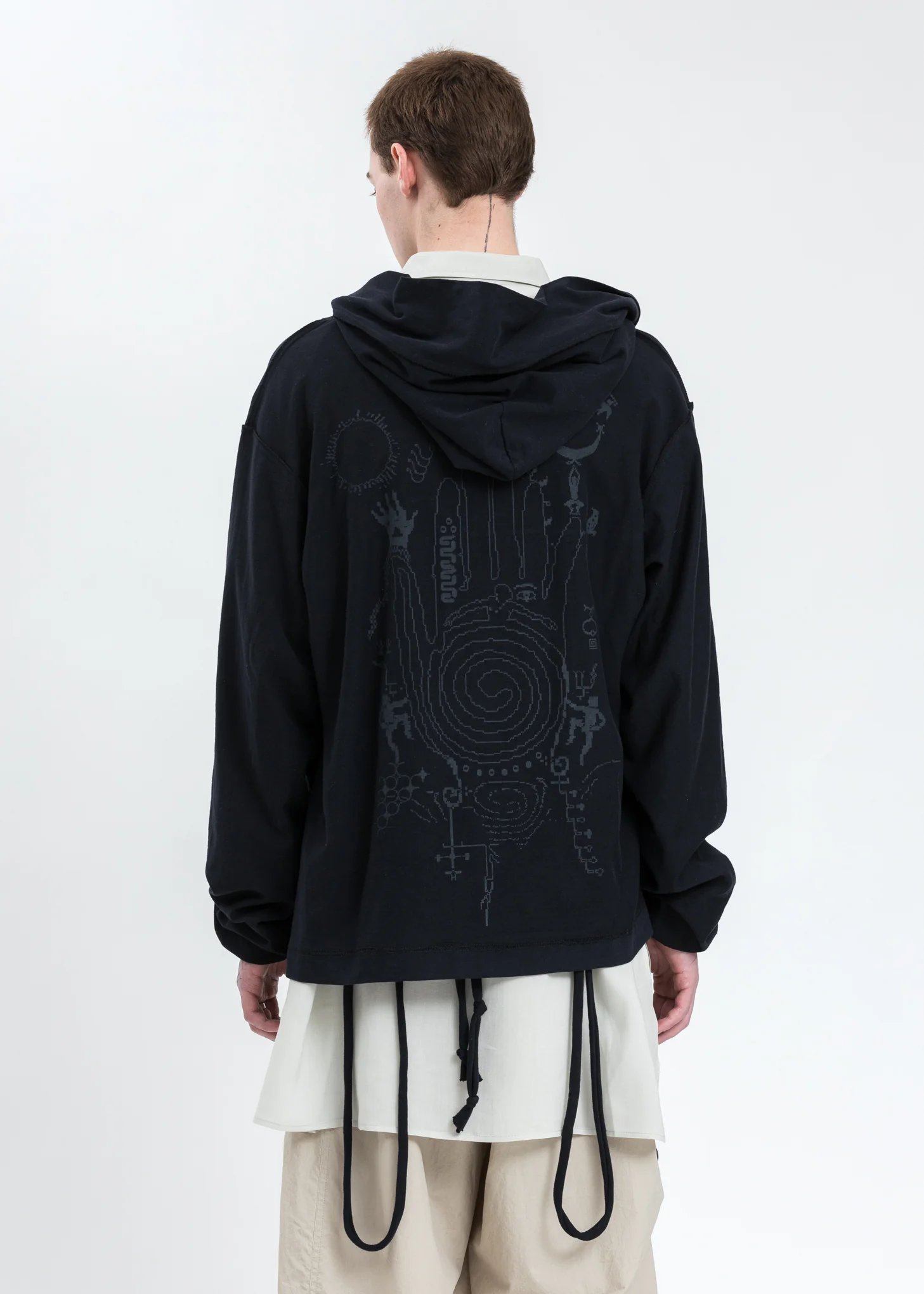 Black Macrame Reversible Hoodie - Image 11