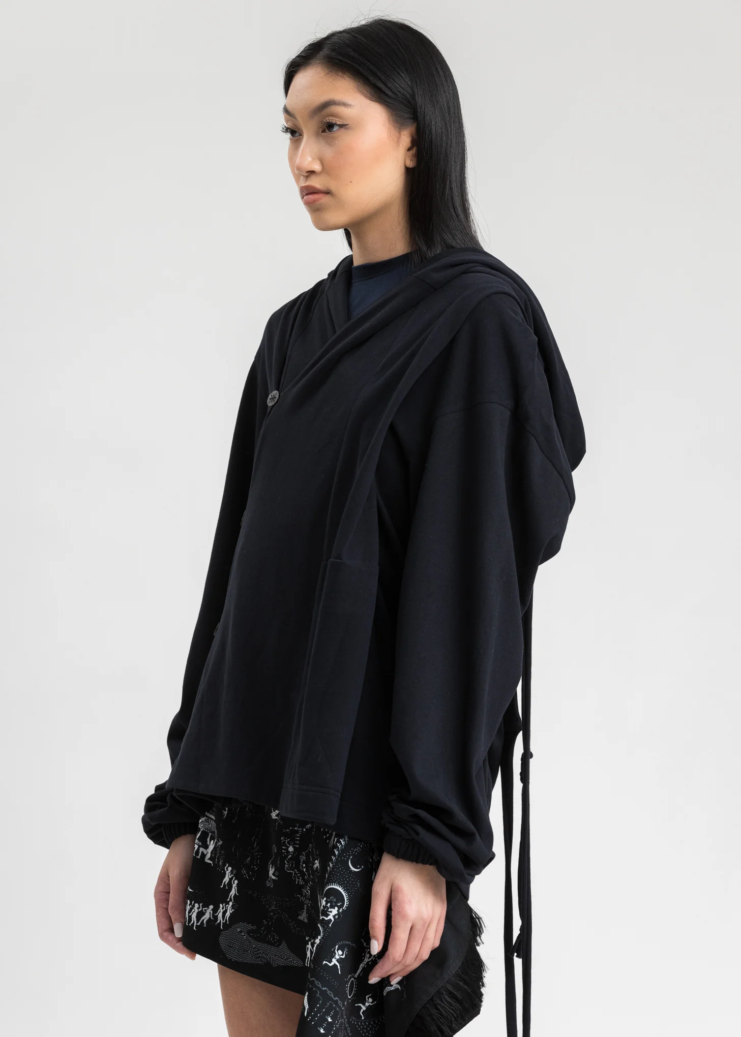 Black Macrame Reversible Hoodie - Image 3