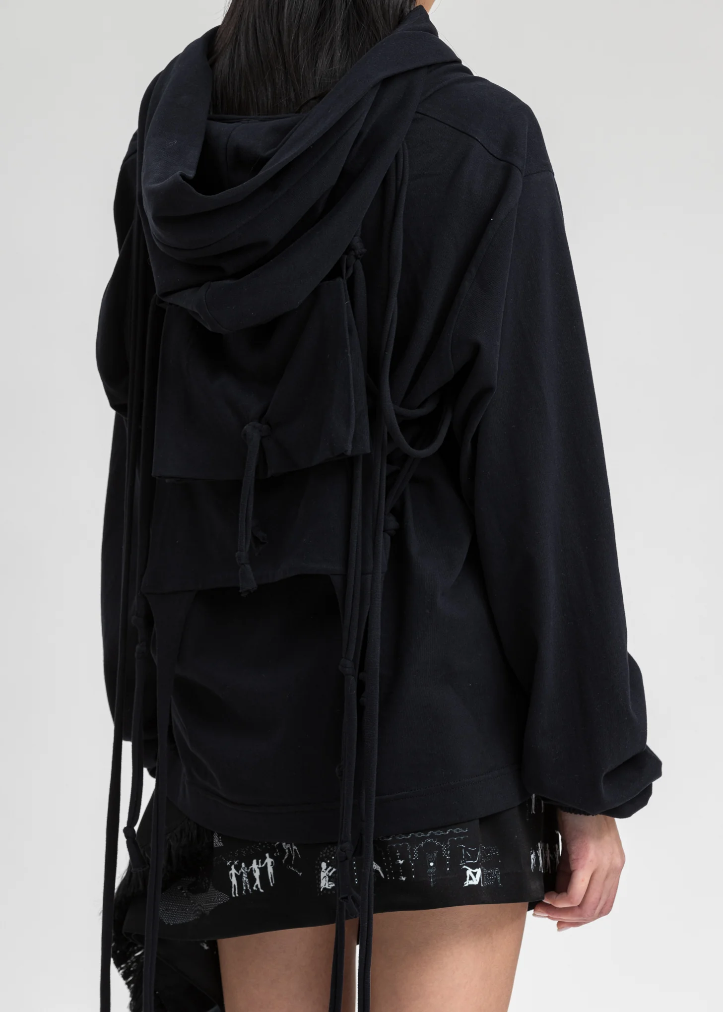 Black Macrame Reversible Hoodie - Image 4