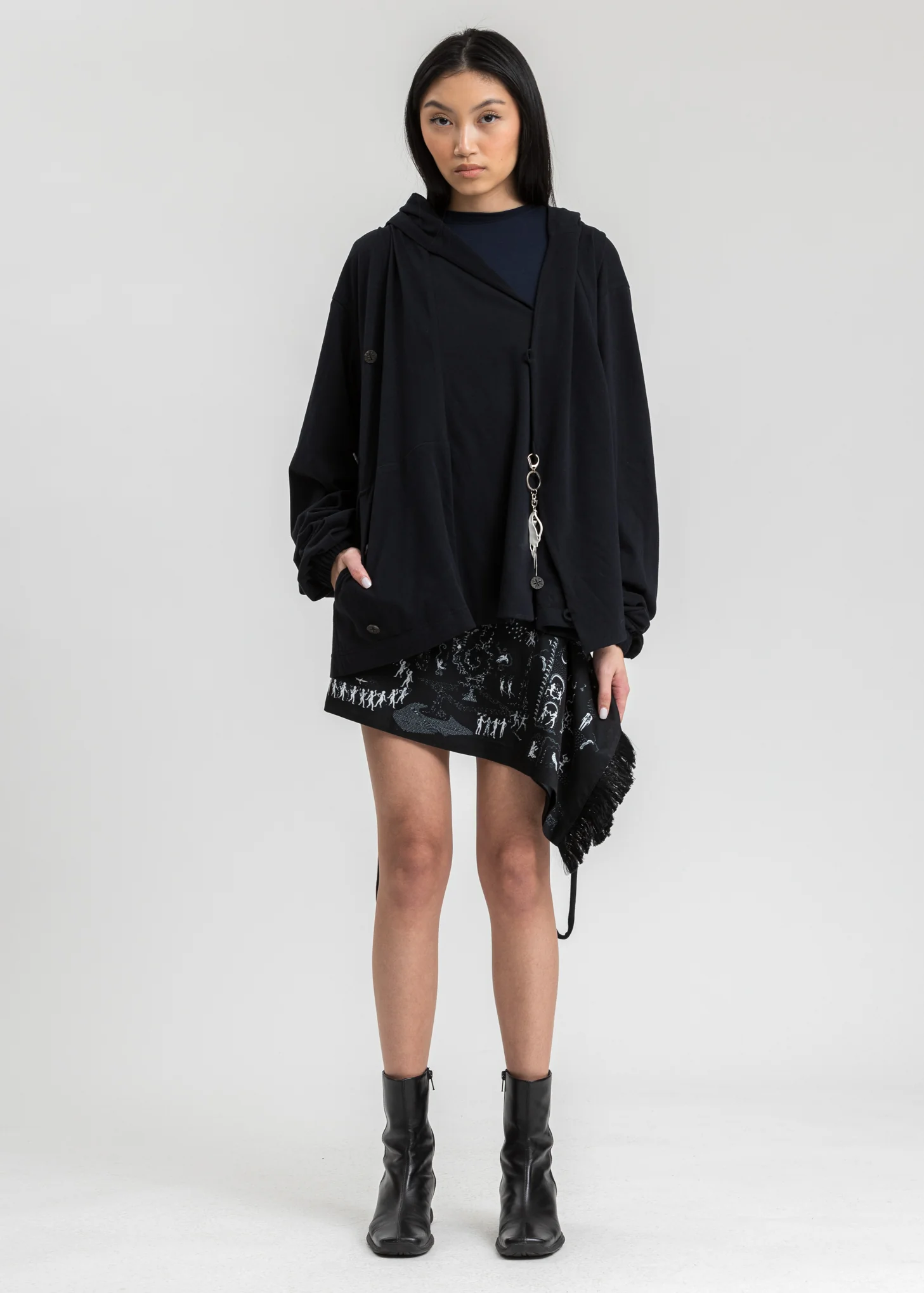 Black Macrame Reversible Hoodie - Image 5