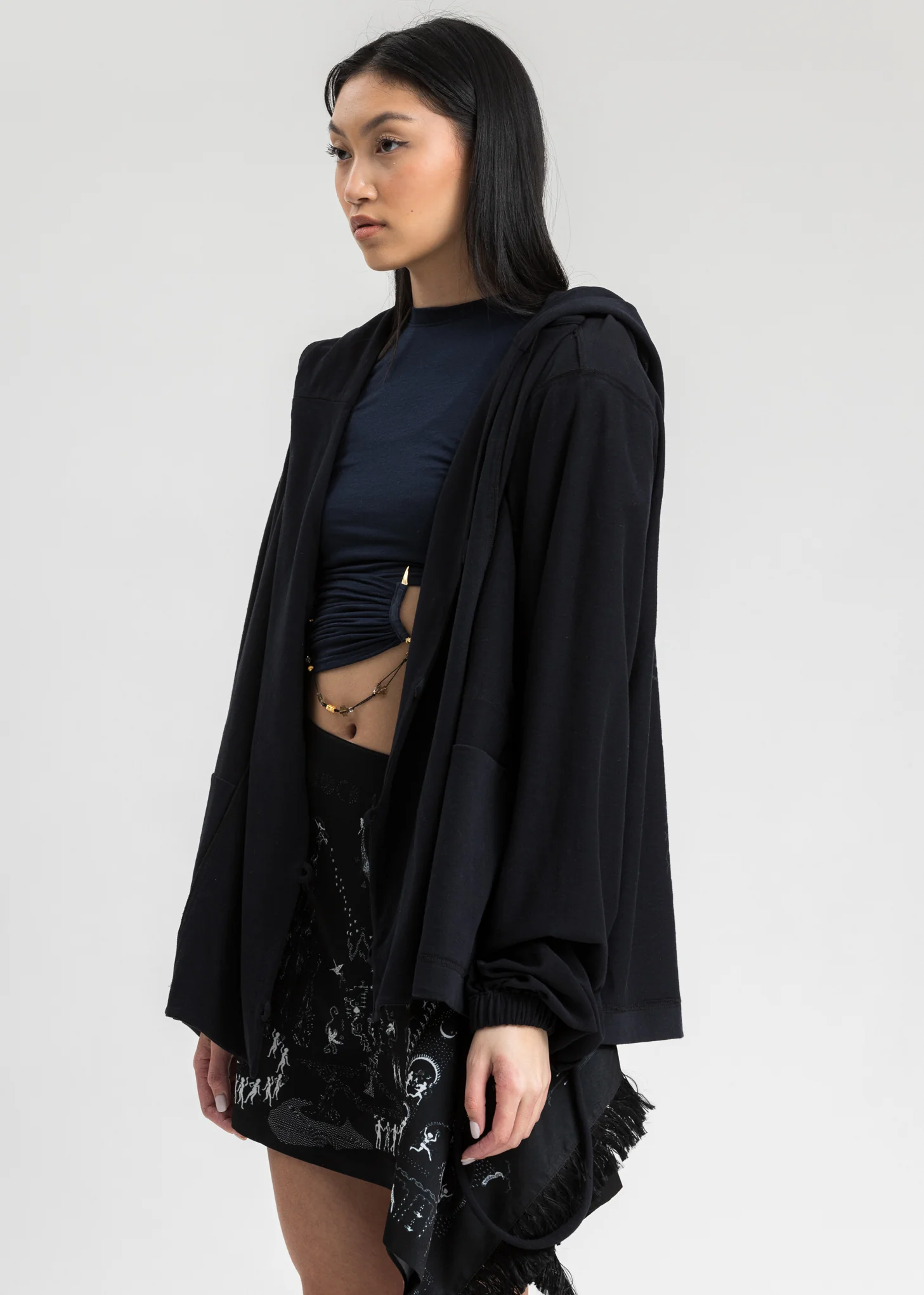 Black Macrame Reversible Hoodie - Image 7