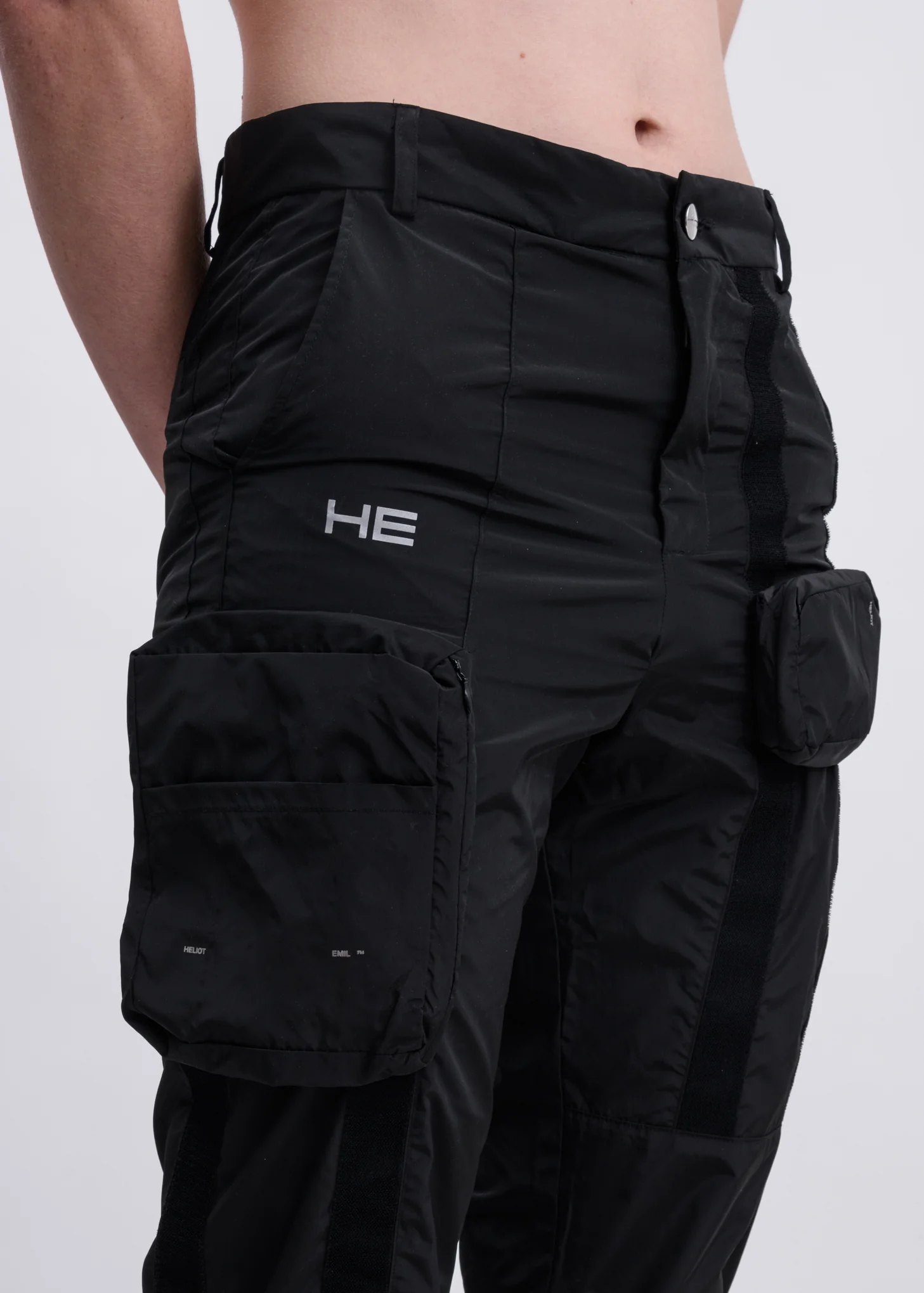 Black Velcro Cargo Pants - Image 2