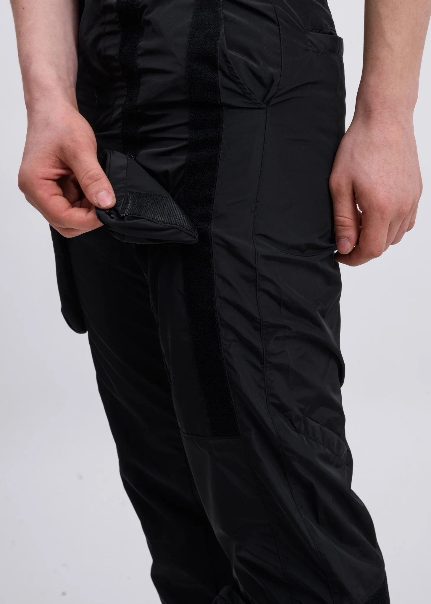Black Velcro Cargo Pants - Image 4