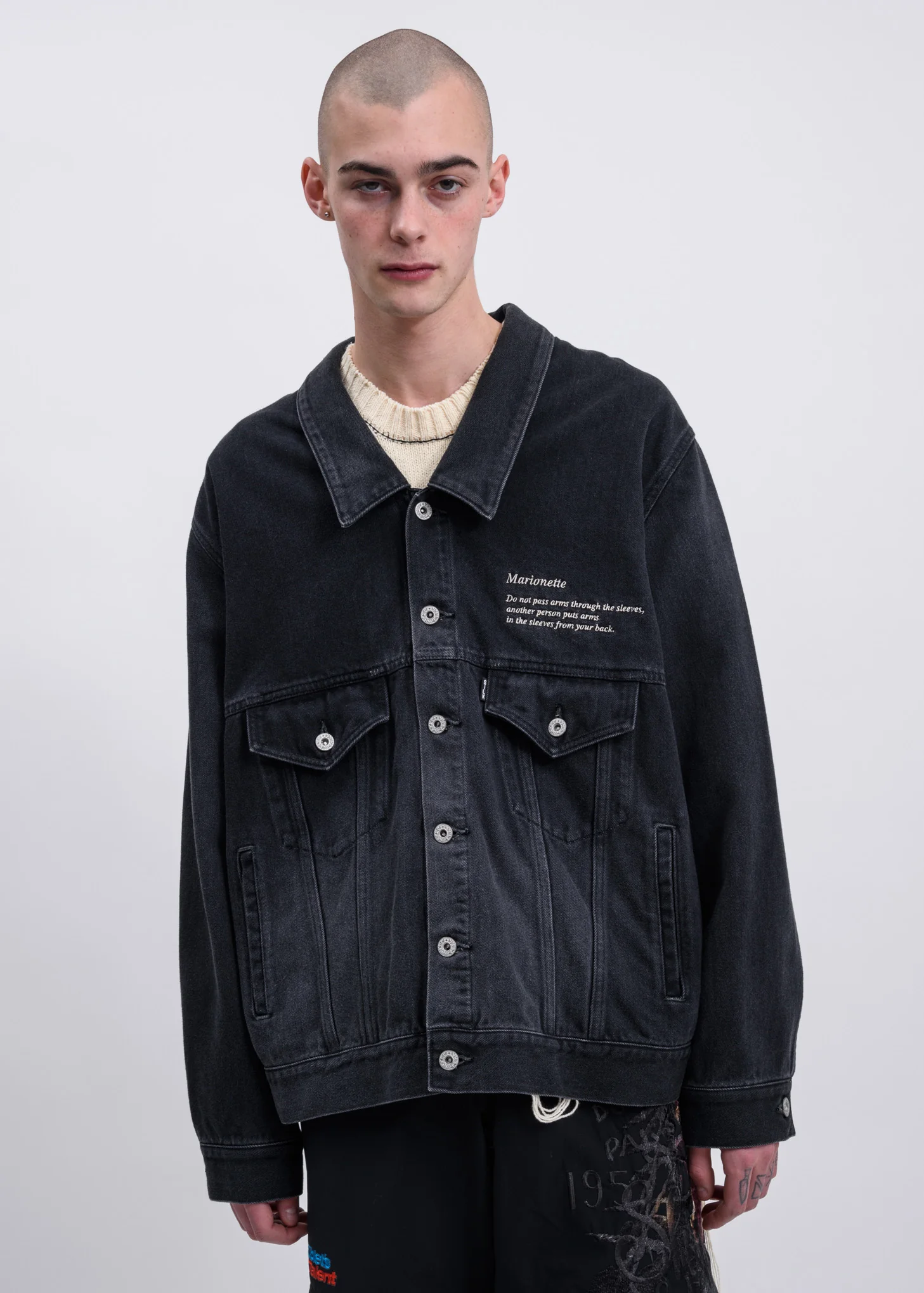 Black Marionette Silk Denim Jacket