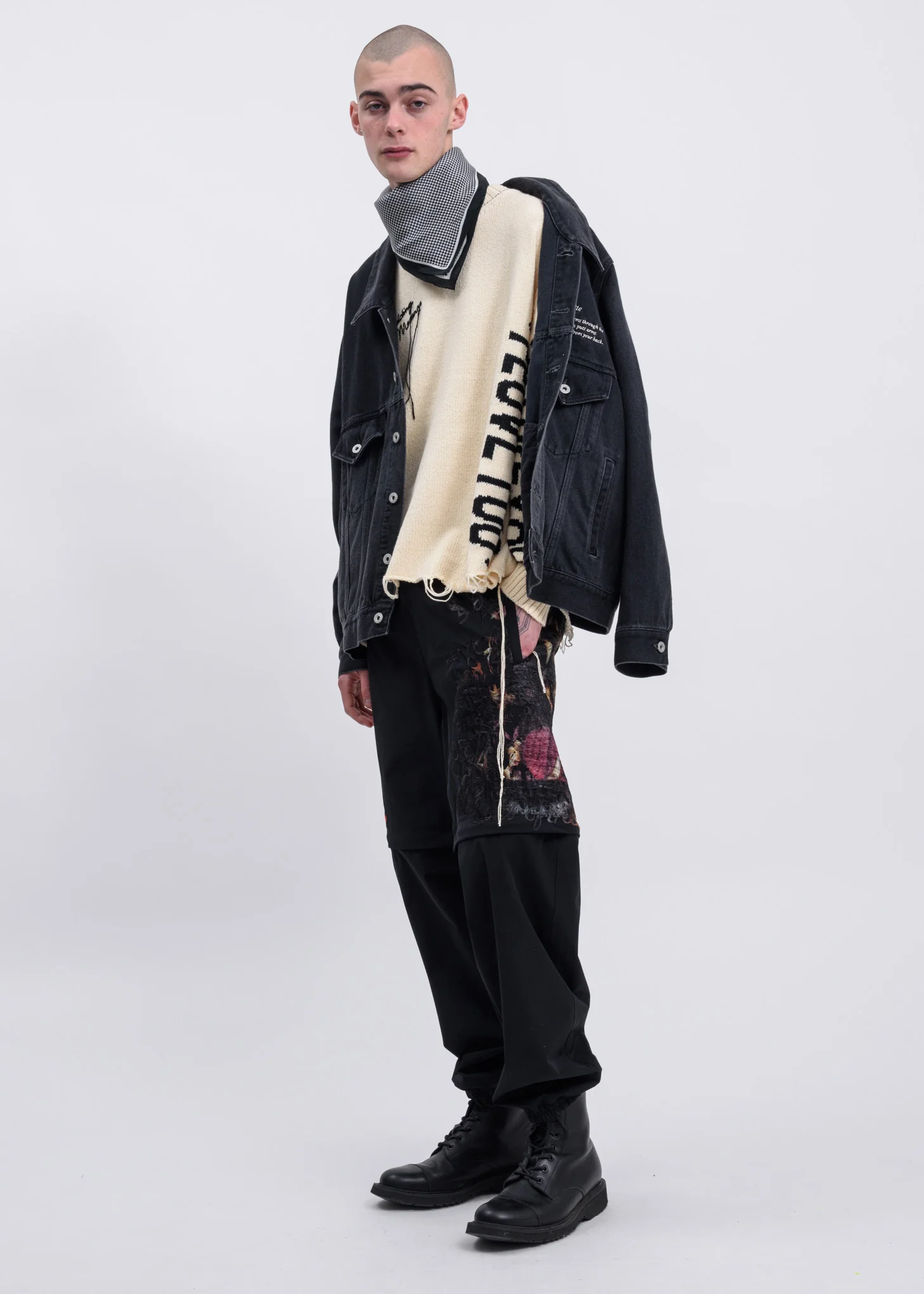 Black Marionette Silk Denim Jacket - Image 6