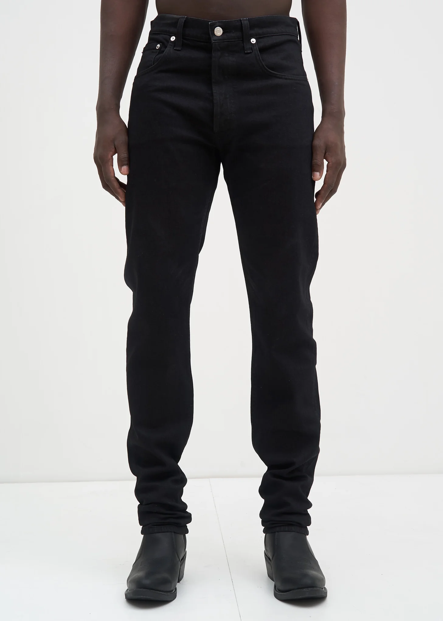 Black Masc Hi Straight Jeans in Black