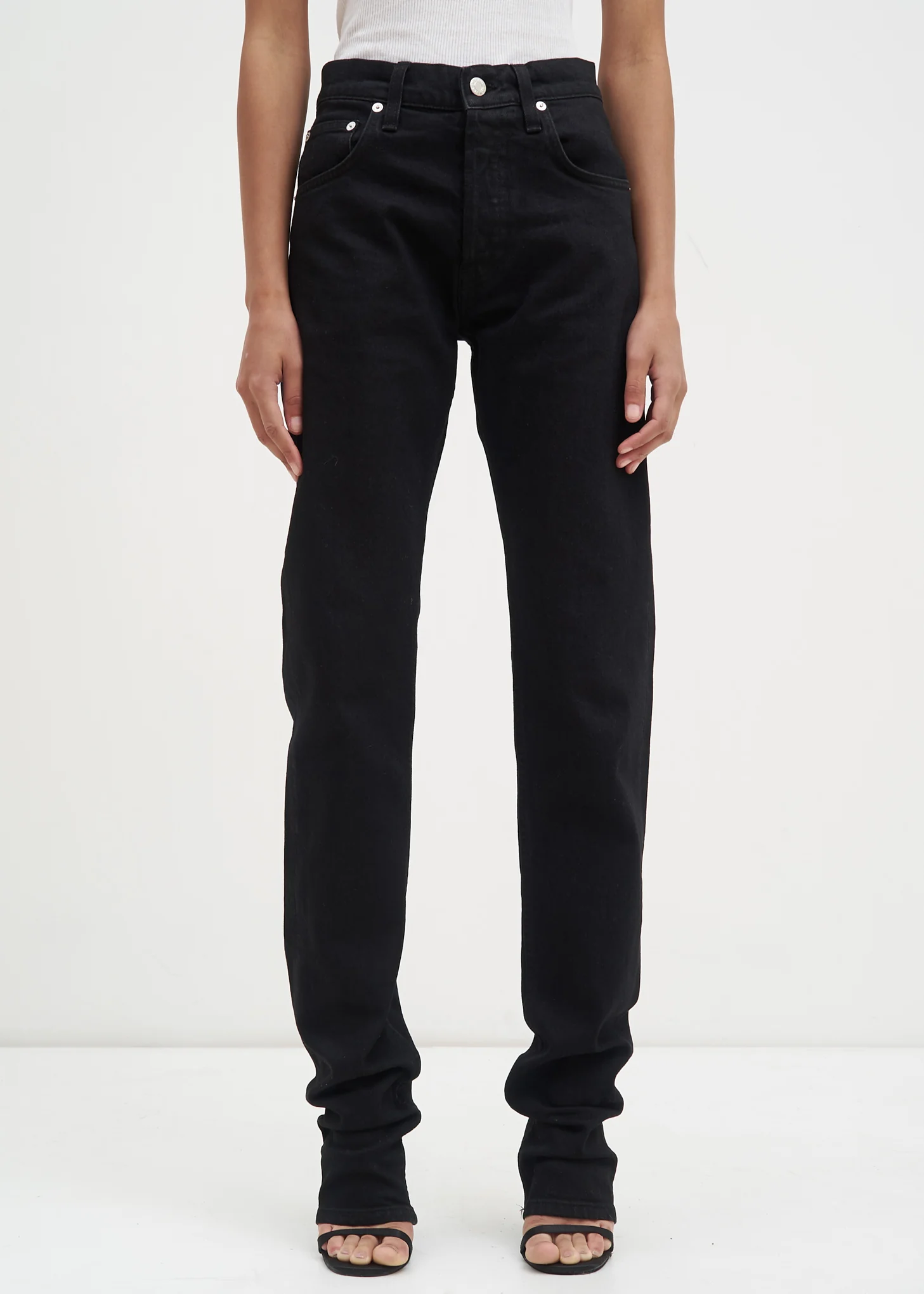 Black Masc Hi Straight Jeans in Black