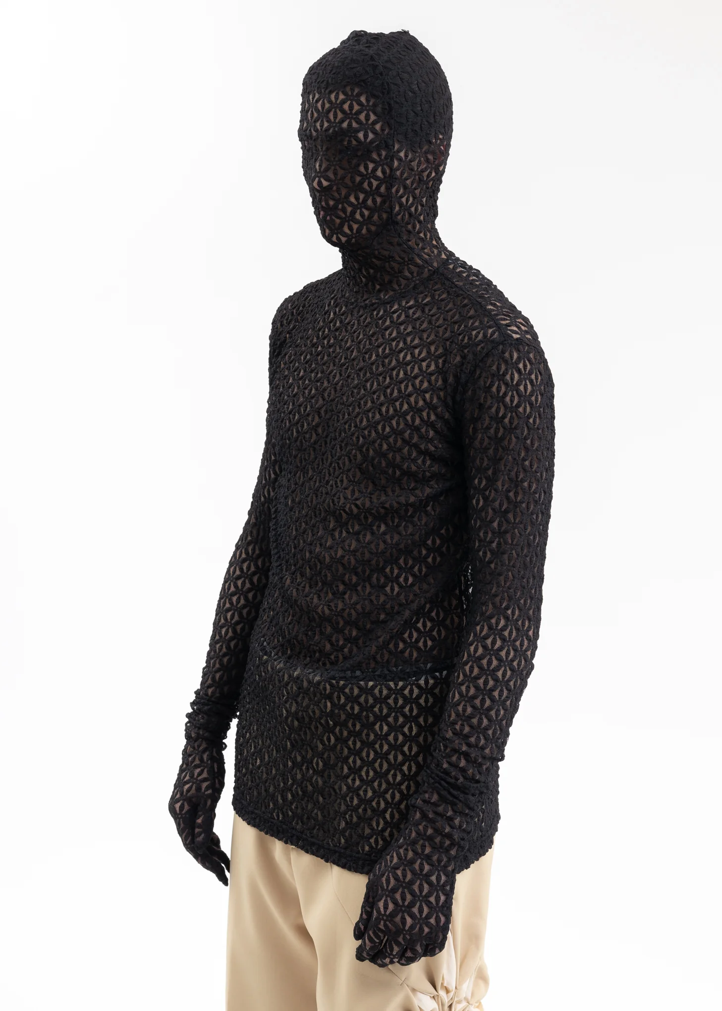 BLACK MASK LACE TIGHT LS T-SHIRT - Image 4