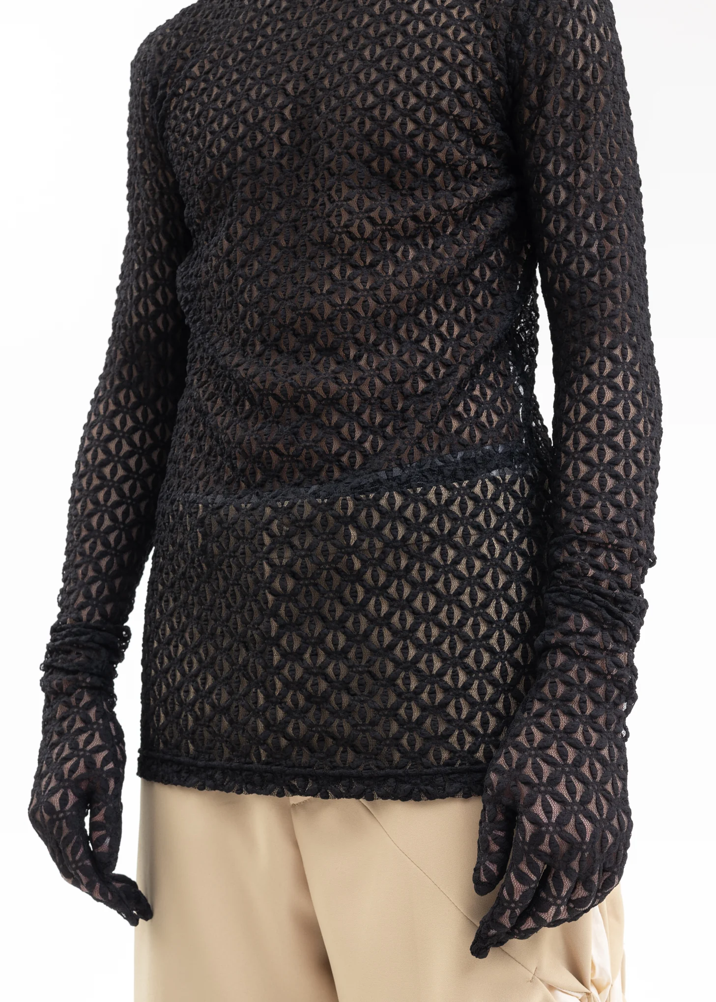 BLACK MASK LACE TIGHT LS T-SHIRT - Image 5
